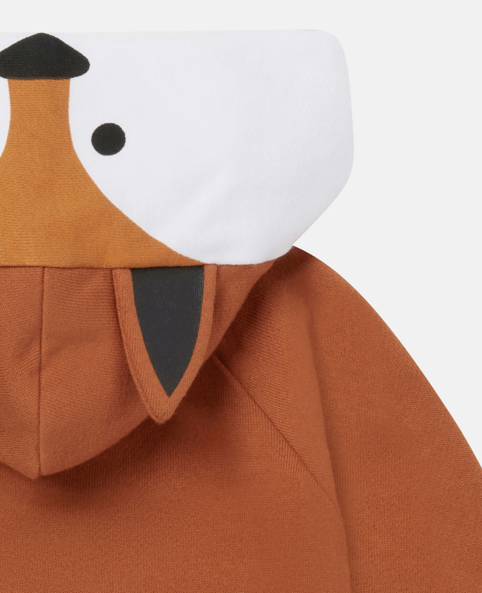 Fleece Fox Print Hoodie-Brown-large image number 2