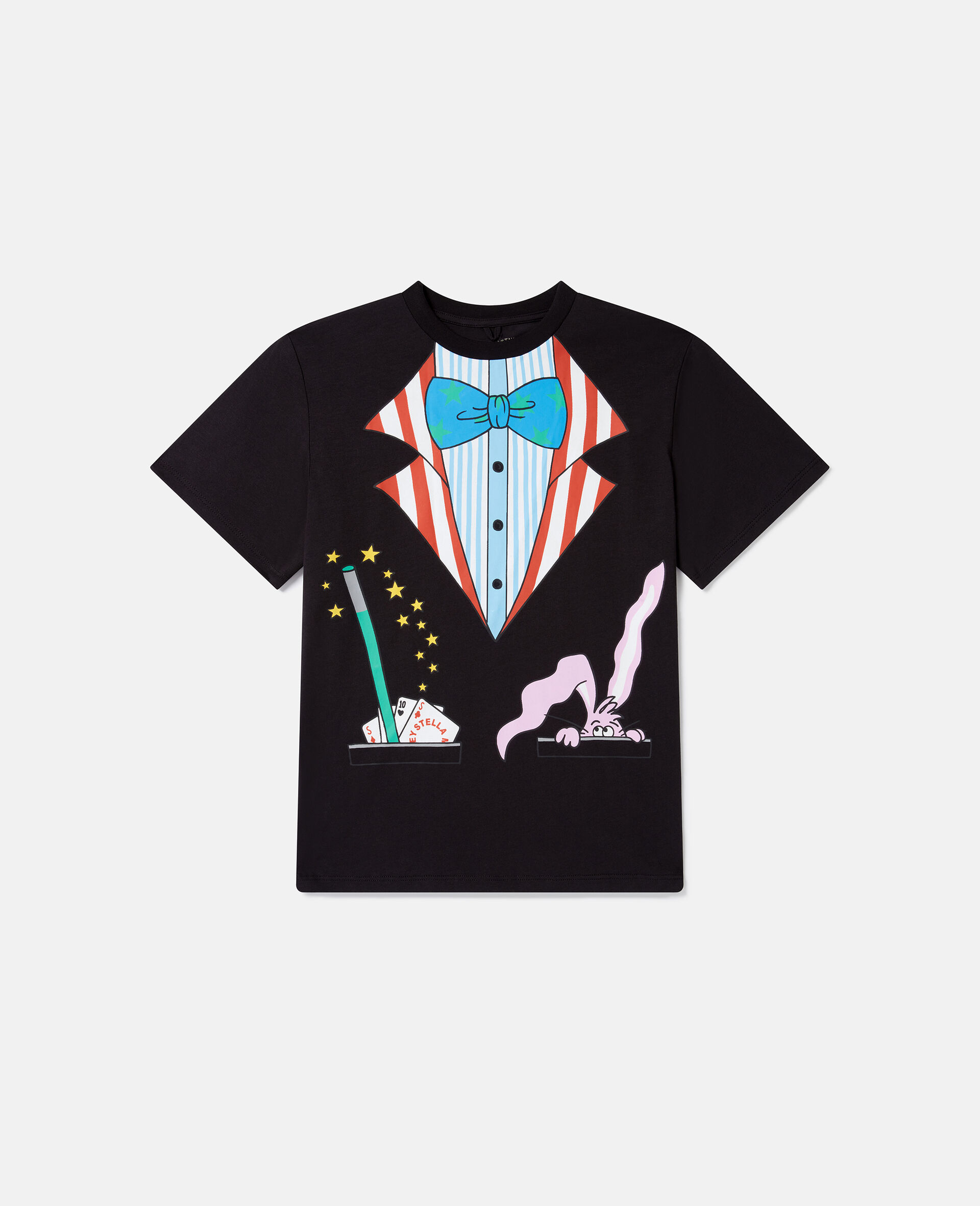 Magicians Bunny Graphic Crewneck T-Shirt-Black-large image number 0