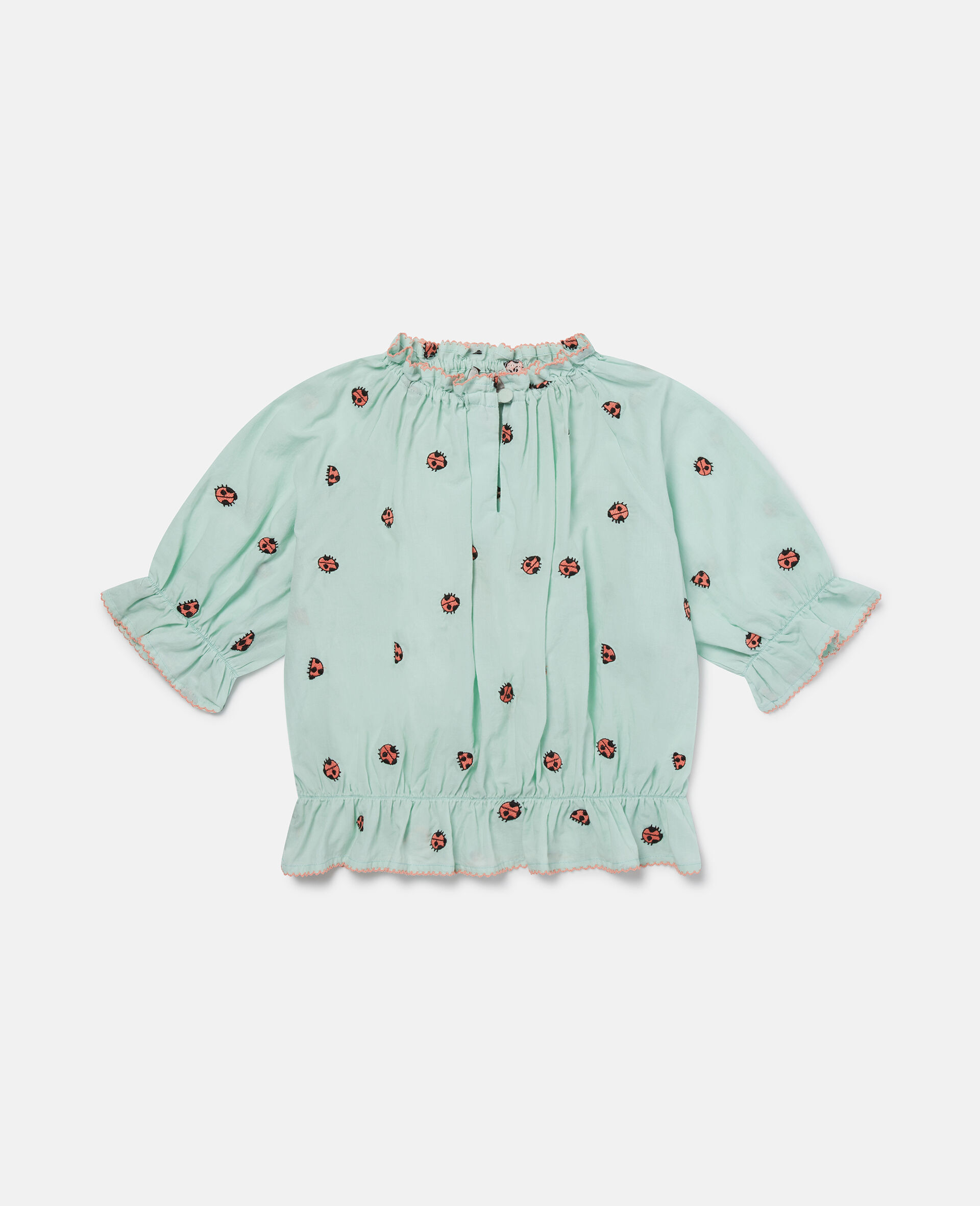 Ladybird Short-Sleeve Pleated Trim Top -Green-large image number 0