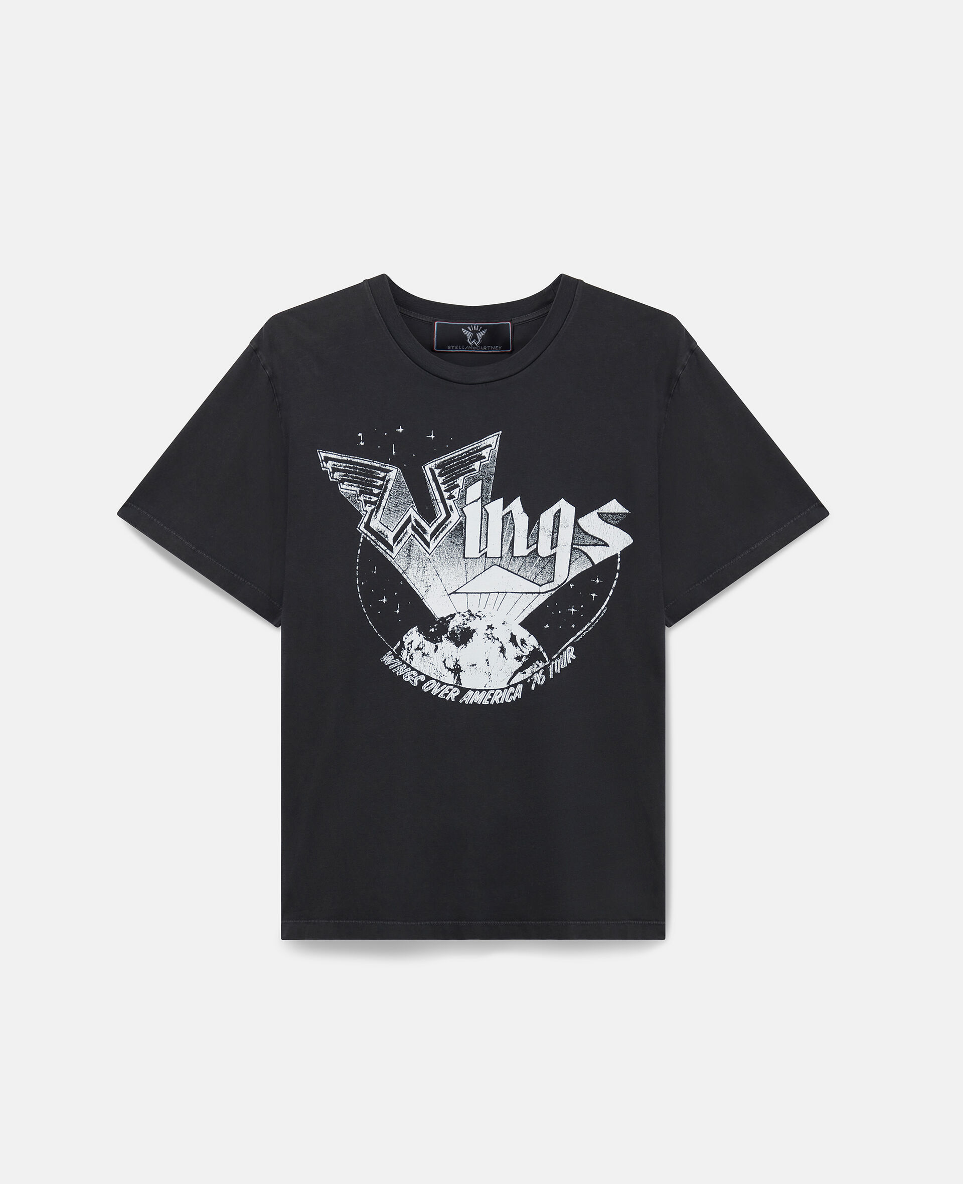 Wings Graphic Cotton T-Shirt-Grey-medium