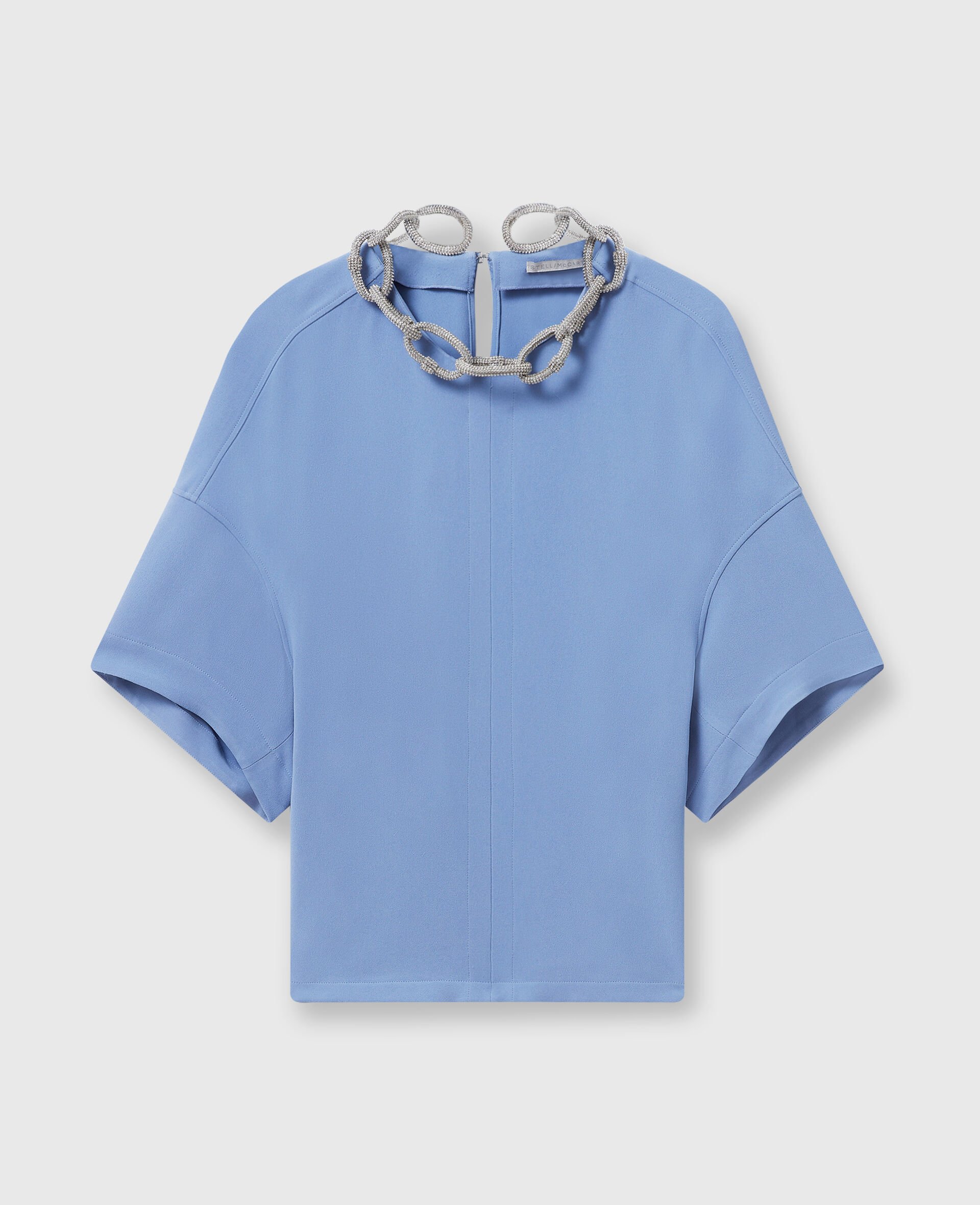 Haut a manches courtes en chaine avec cristaux-Bleu-medium
