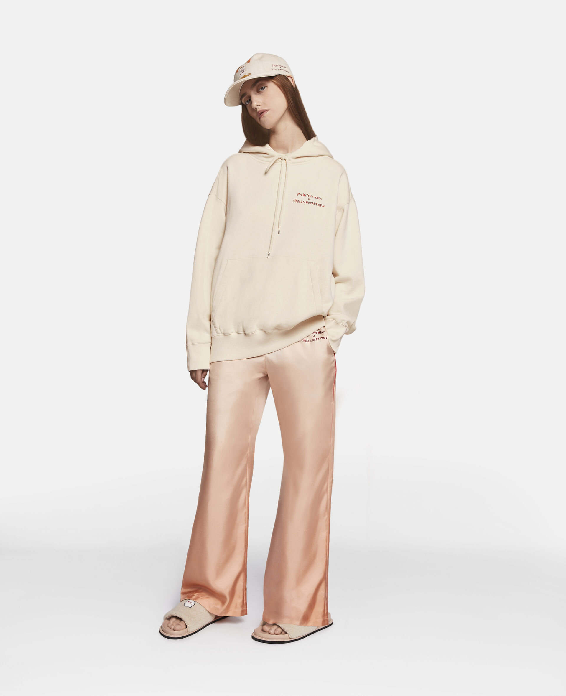 Stop the Bombs Print Hoodie-Beige-large image number 2