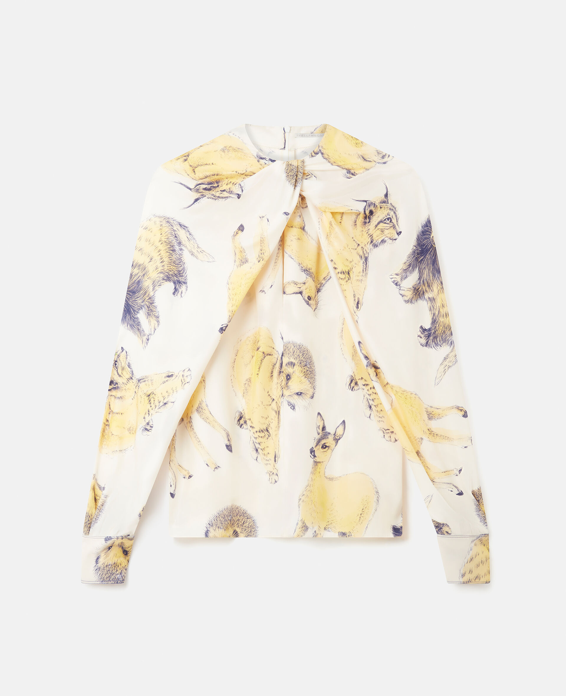 Rewild Fauna Print Silk Top-Yellow-large image number 0