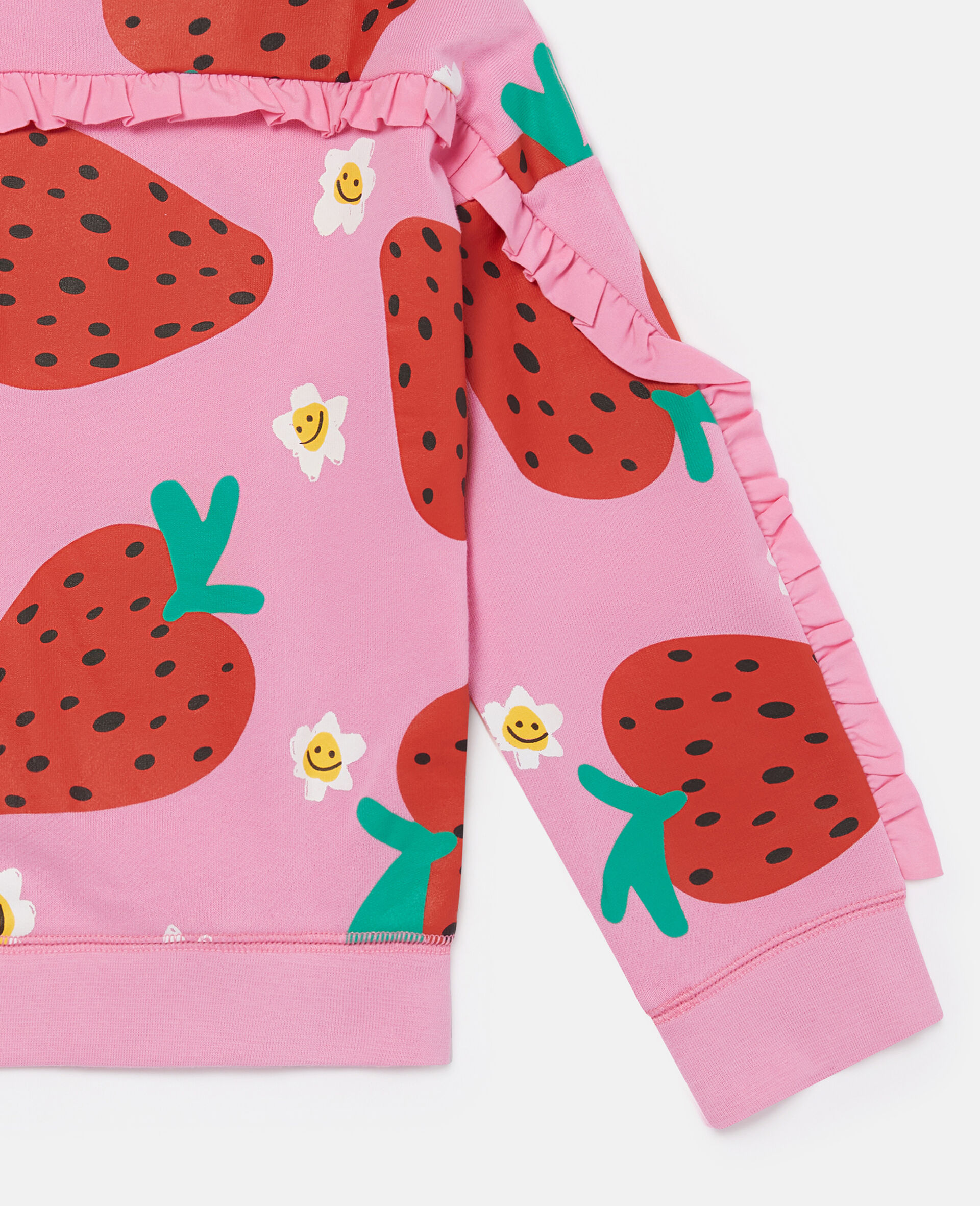 Sweatshirt mit Erdbeer-Print und Fransen-Rose-large image number 3