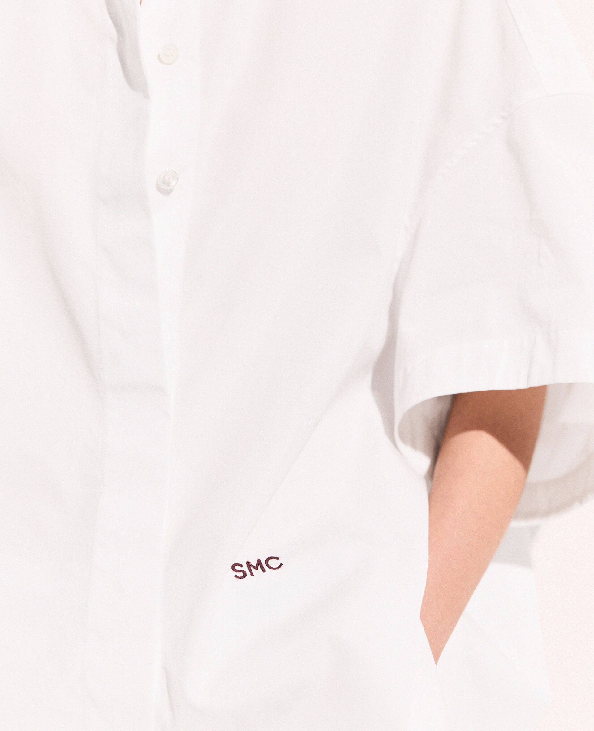 Short Sleeve Panelled Shirt-White-large Short Sleeve Panelled Shirt-White-large image number 3
