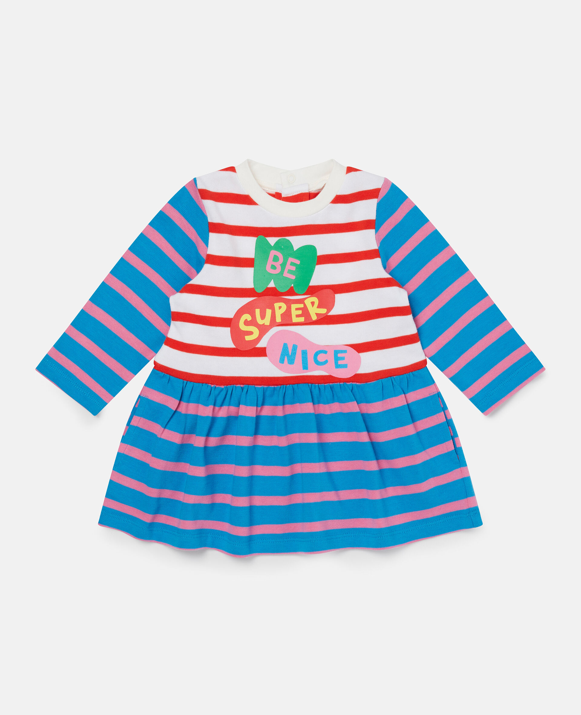 Cotton Striped Be Super Nice Dress-Multicoloured-large