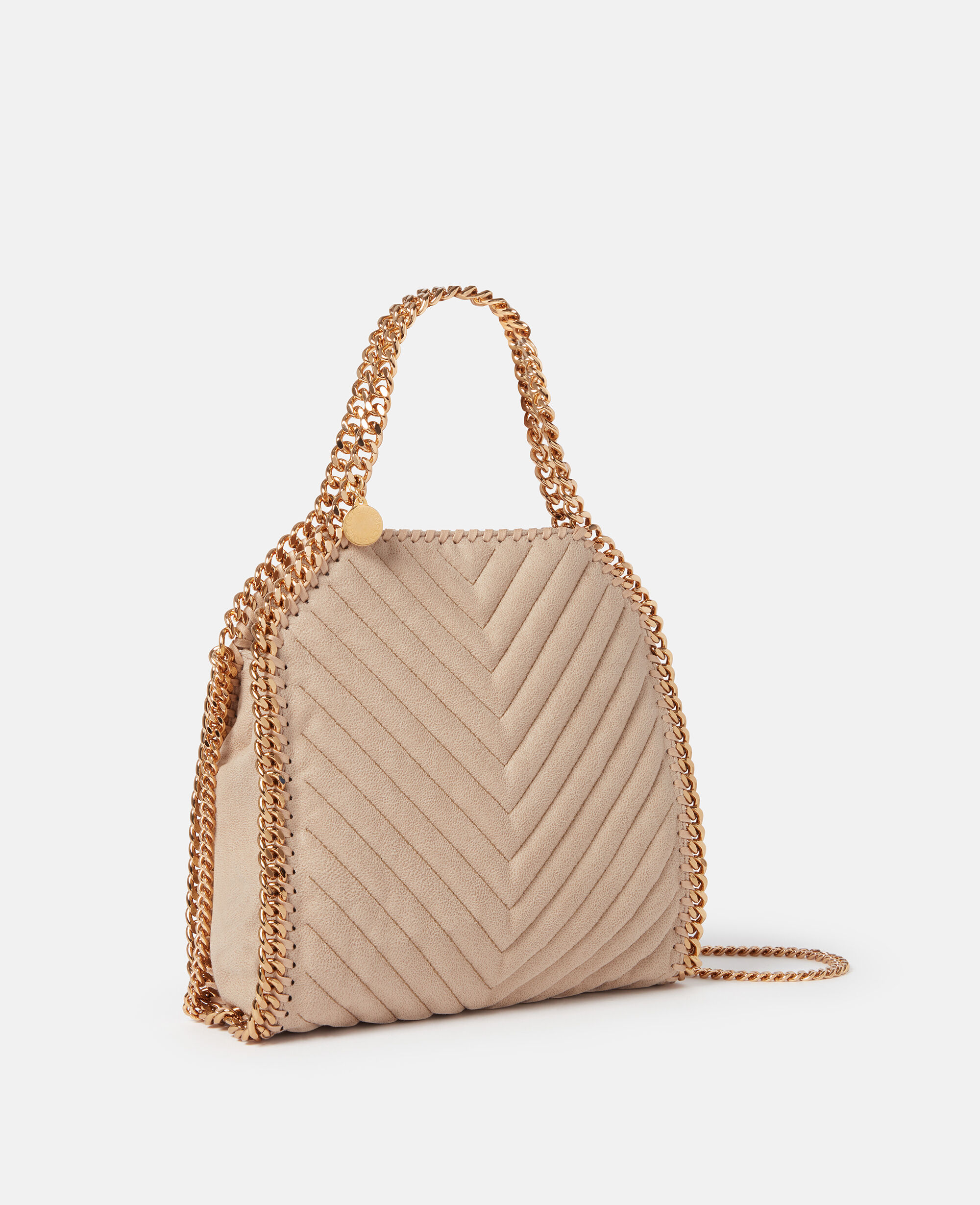 Women Beige Falabella Chevron Quilted Mini Tote Bag | Stella