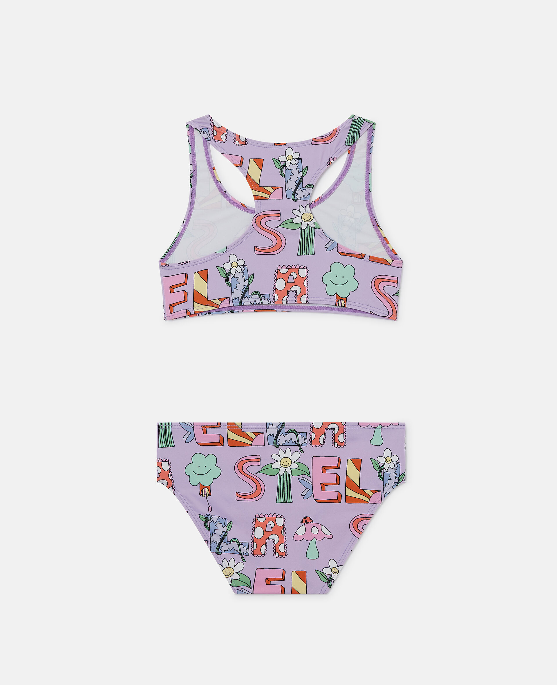 Lettering Print Swimsuit-Purple-large image number 2