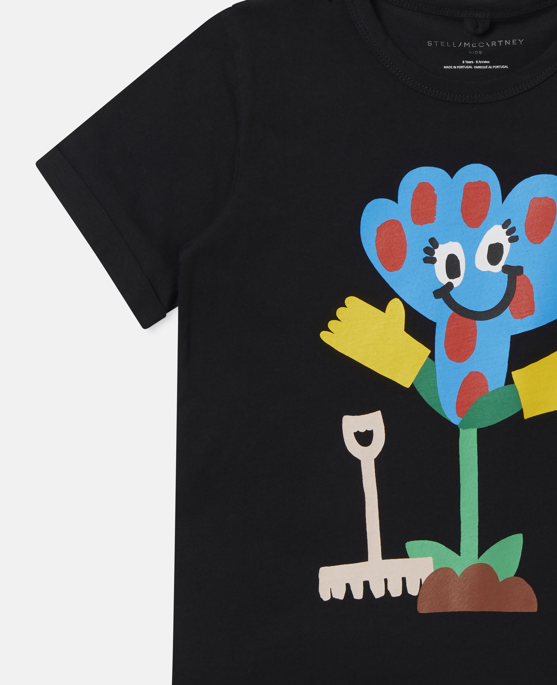 T-Shirt aus Baumwolle mit gepunkteter Blume -Schwarz-large image number 2