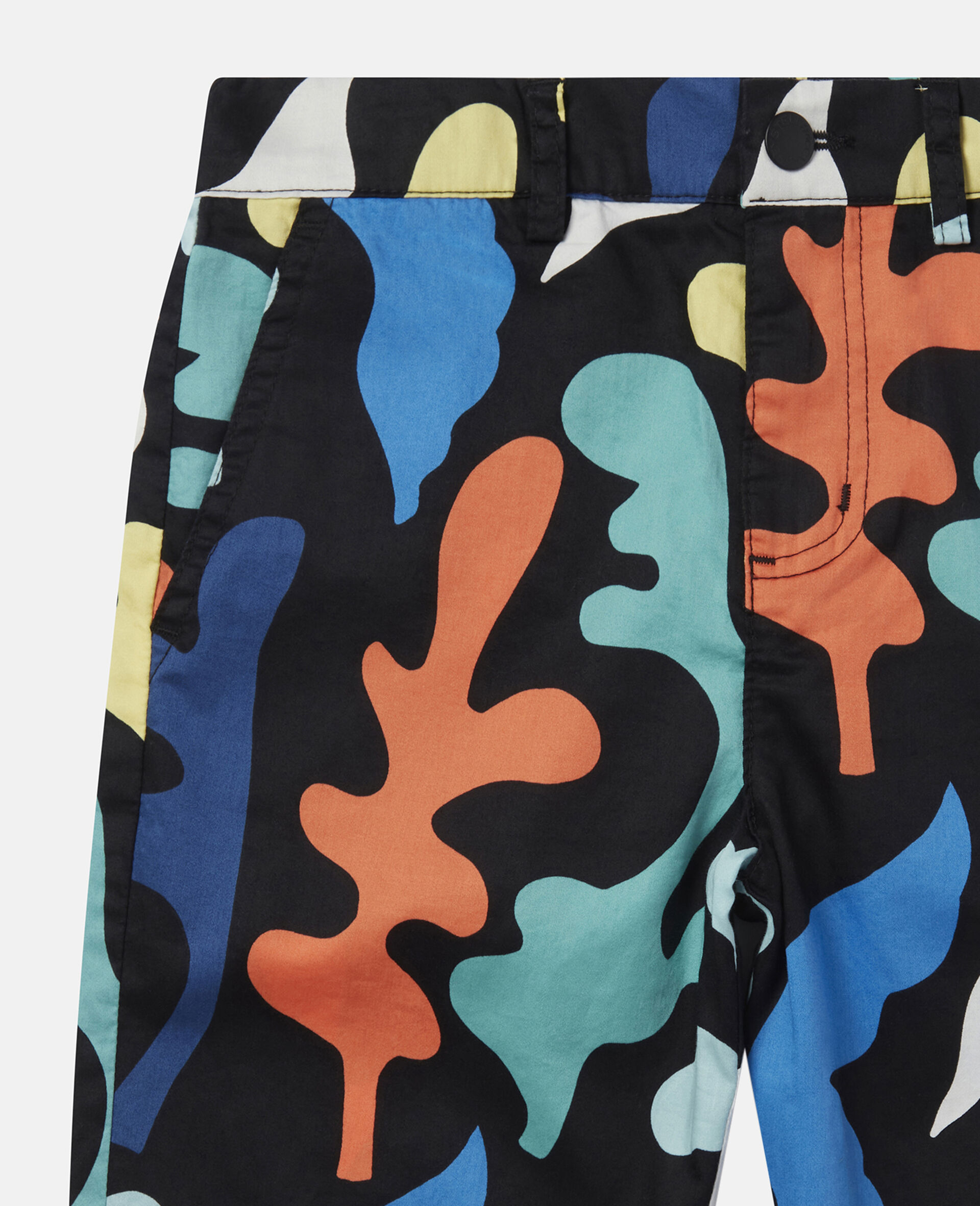 Seaweed Print Cotton Satin Shorts -Black-large image number 1