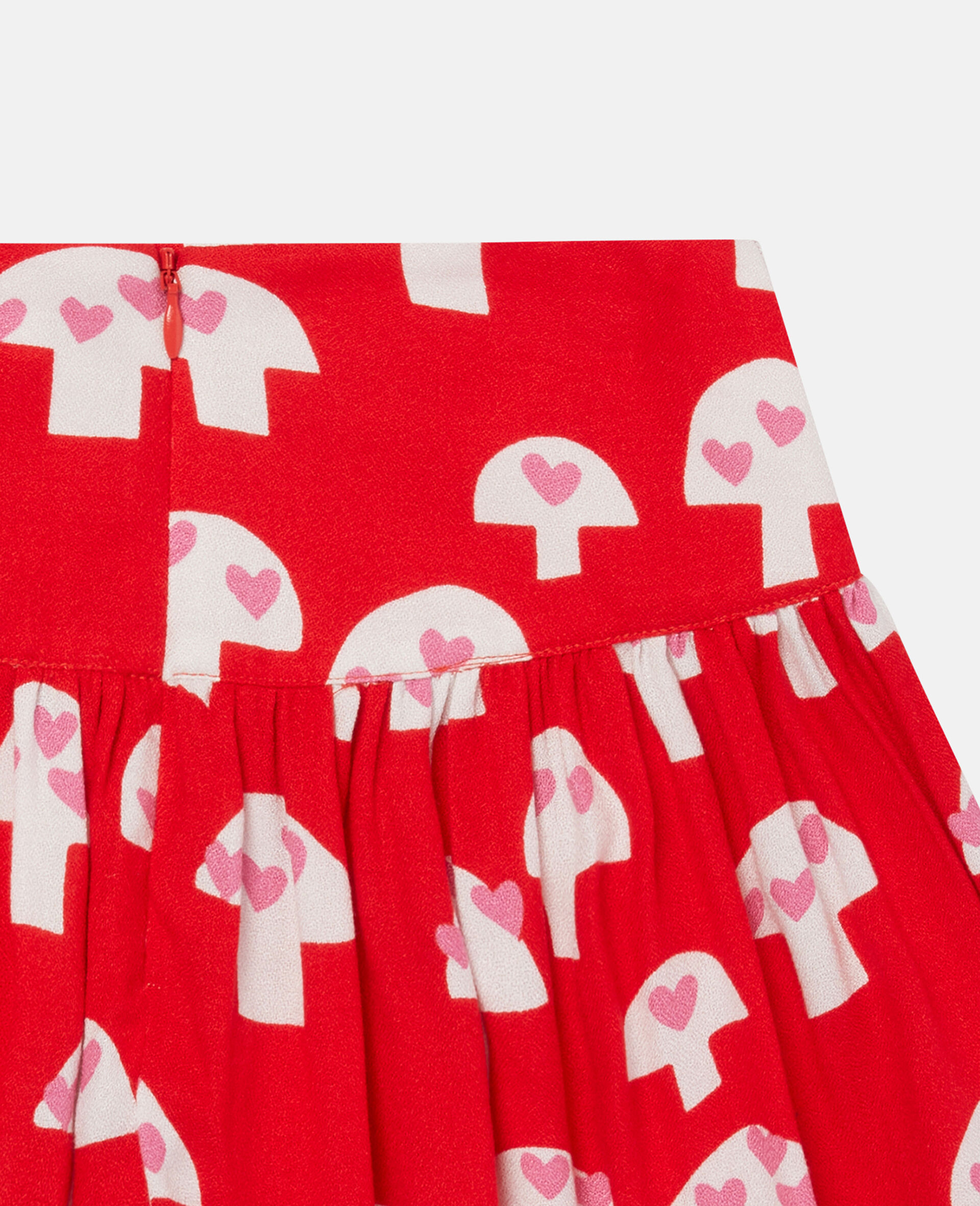 Mushroom Print Crepe Skirt-Red-large image number 3