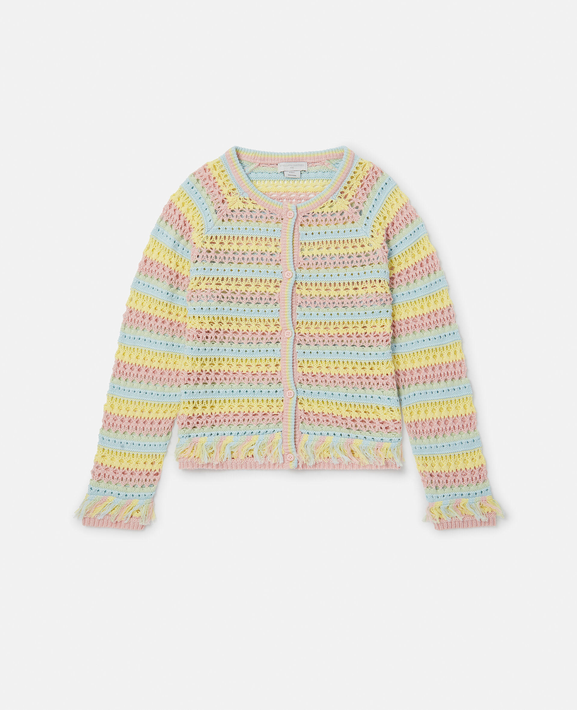 Pastel Rainbow Stripe Crochet Cardigan-Multicolour-large image number 0