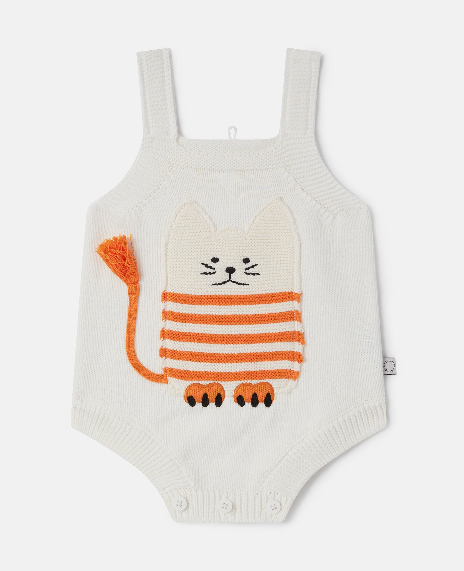 Cat Graphic Embroidered Romper-Cream-medium