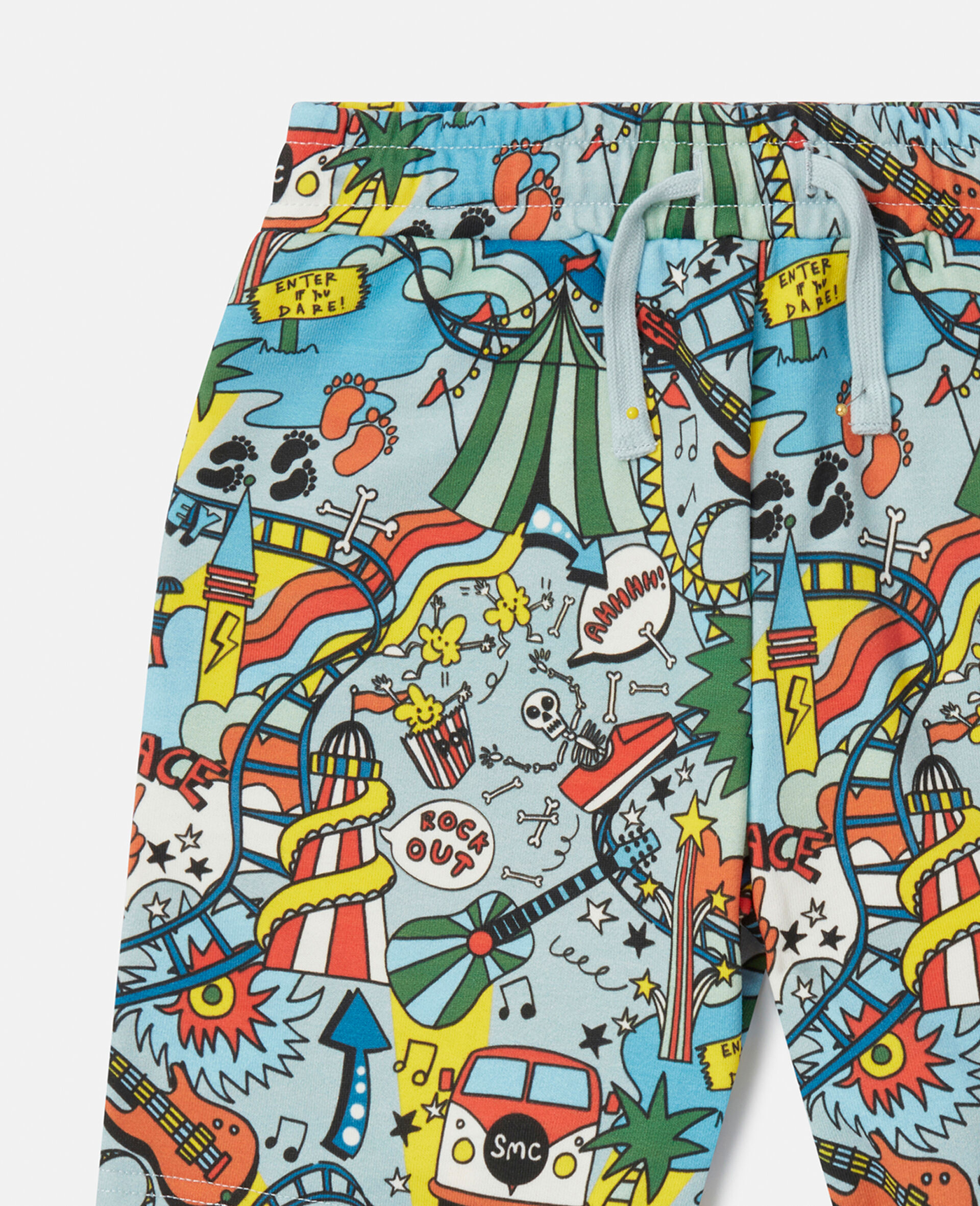 Rollercoaster Print Sweat Shorts-Blue-large image number 1