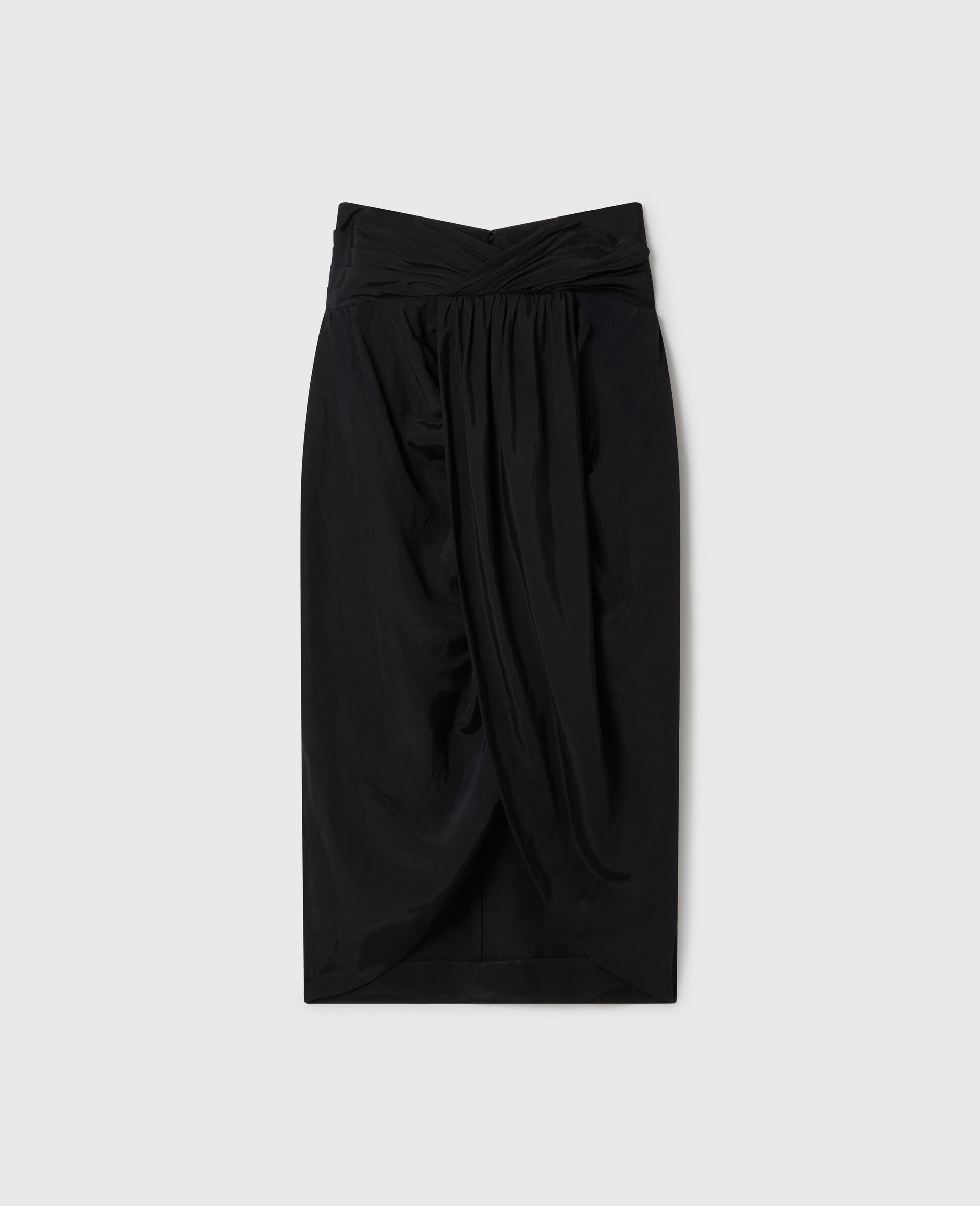Ruched Wrapped Midi Skirt-Cream-medium
