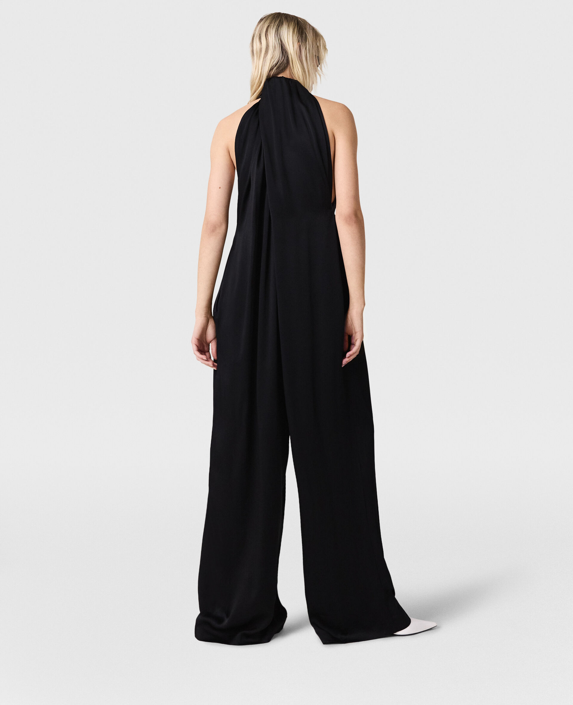 Halterneck Panel Jumpsuit-Black-large image number 3
