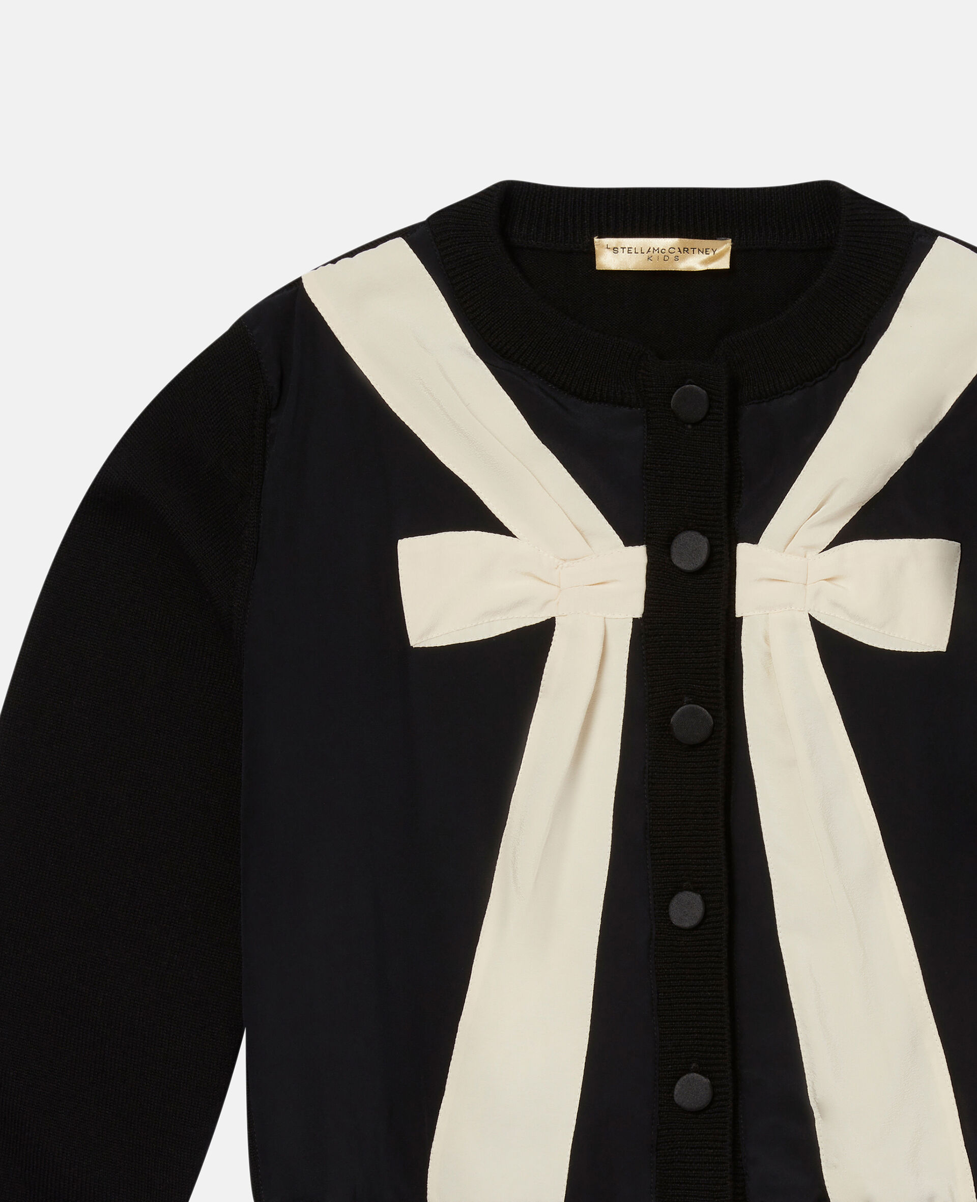 Bow Patch Cardigan-Black-large image number 1