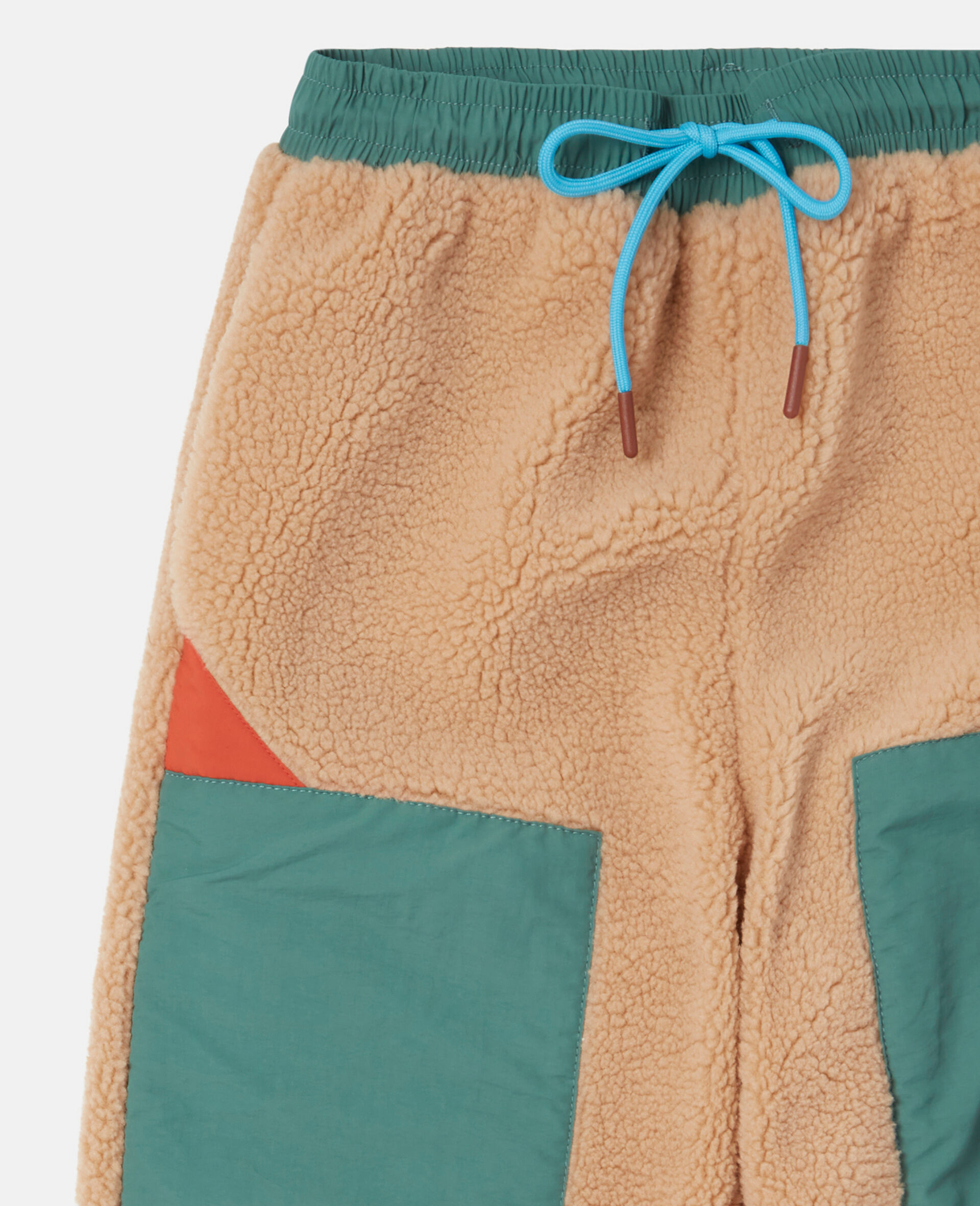 Pantaloni sportivi in pile con stemma da campeggio-Beige-large image number 1