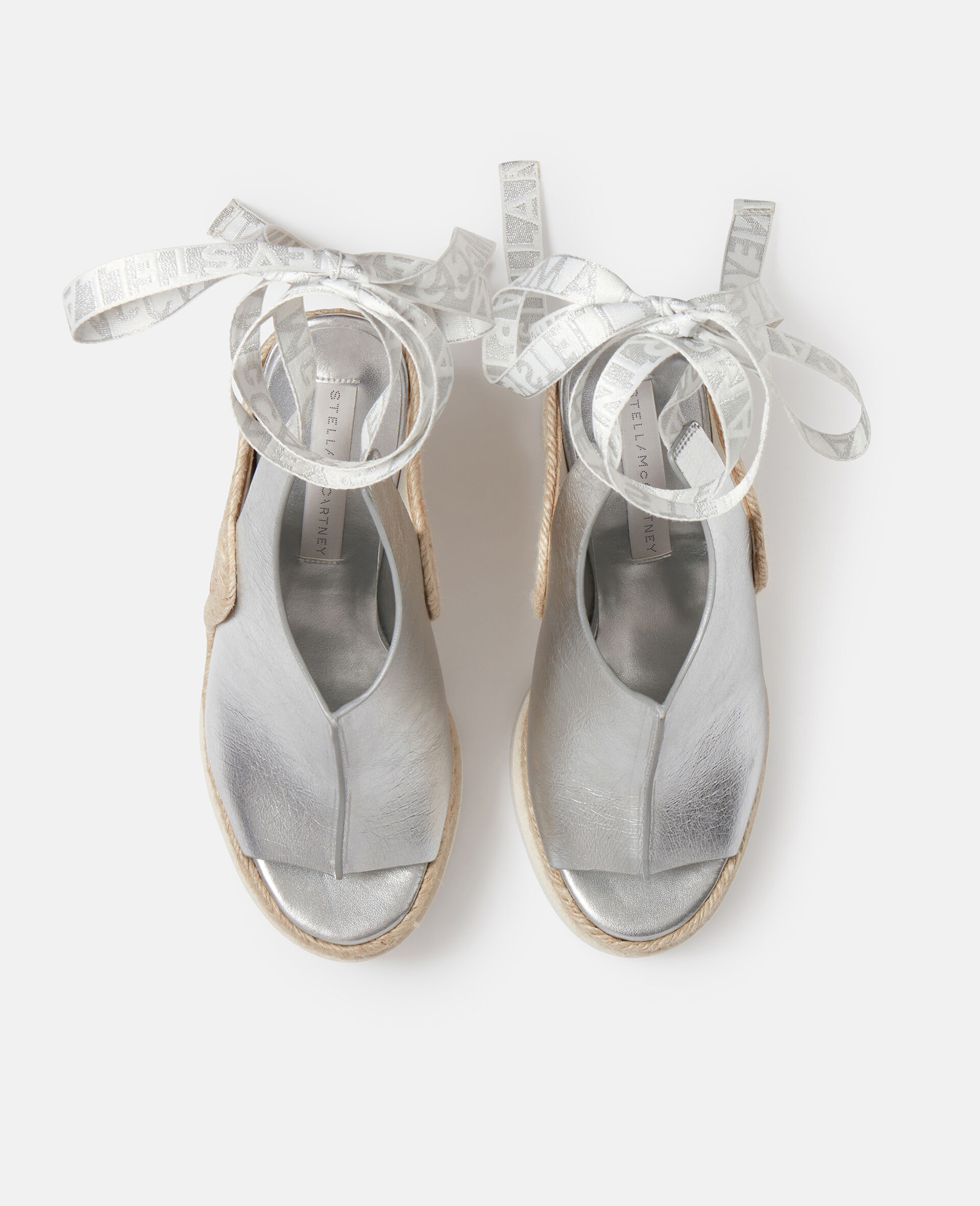 Gaia Metallic Espadrilles mit Absatz-Silver-large image number 4