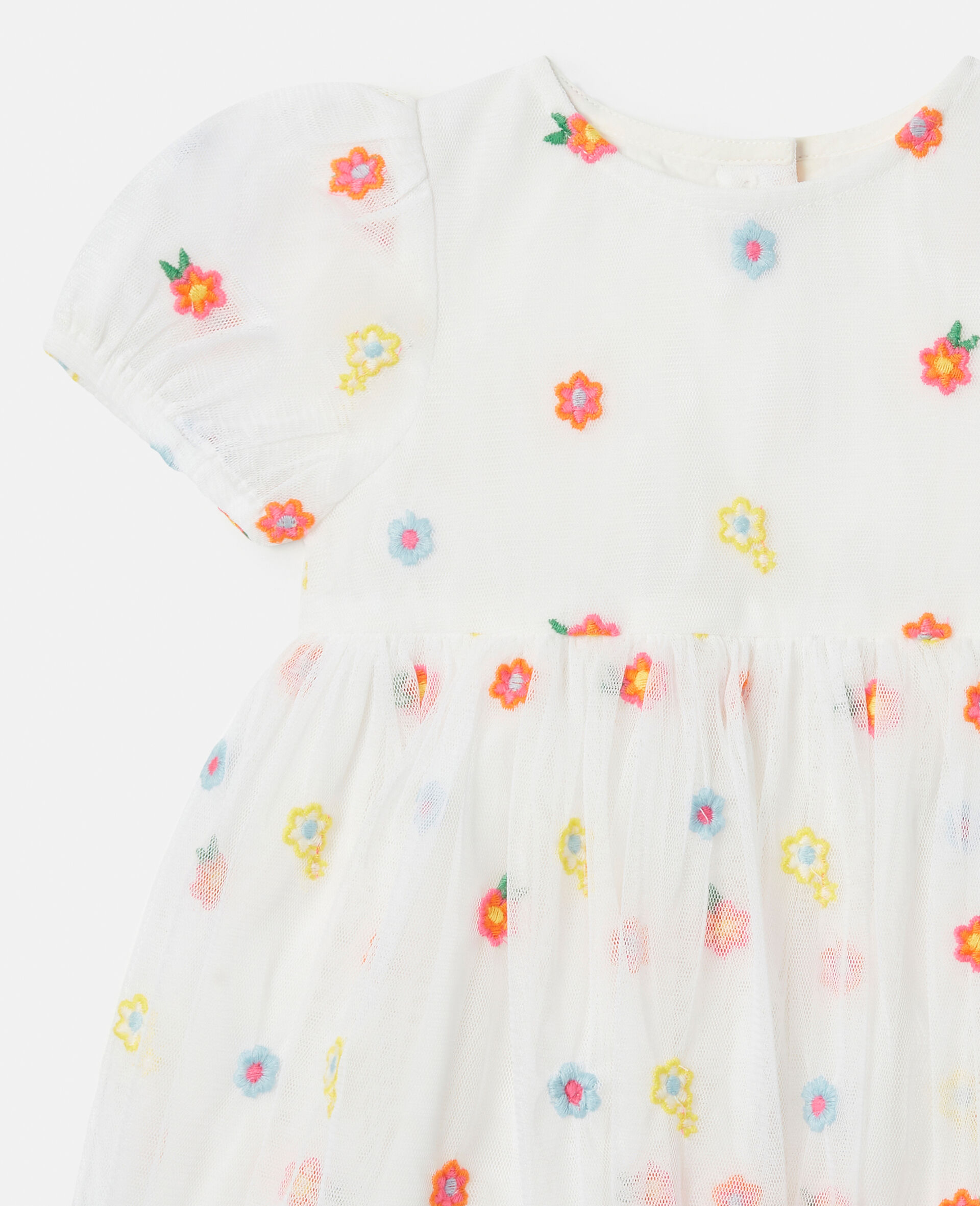 Flower Embroidery Tulle Dress-Pink-large image number 1