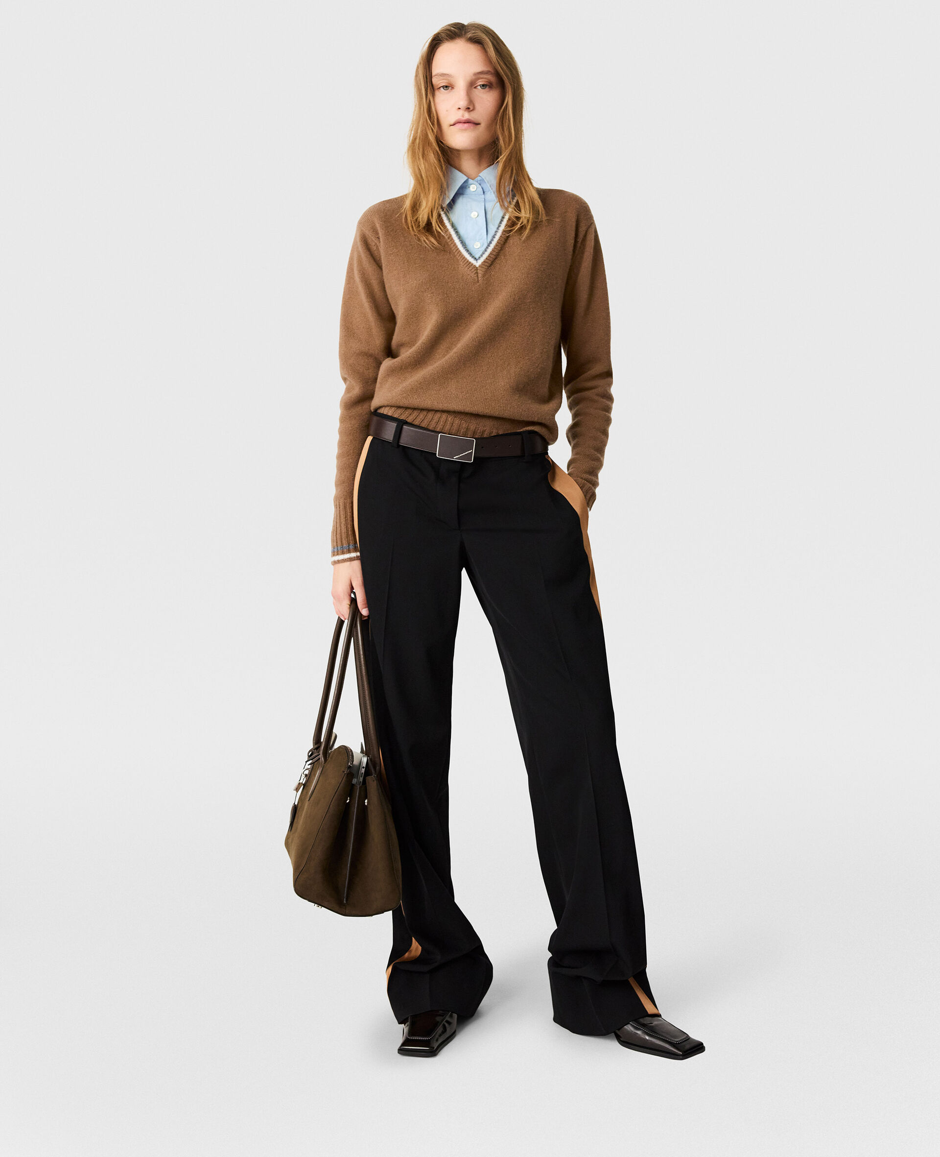 Hybrid Knit Shirt Jumper-Brown-large image number 4