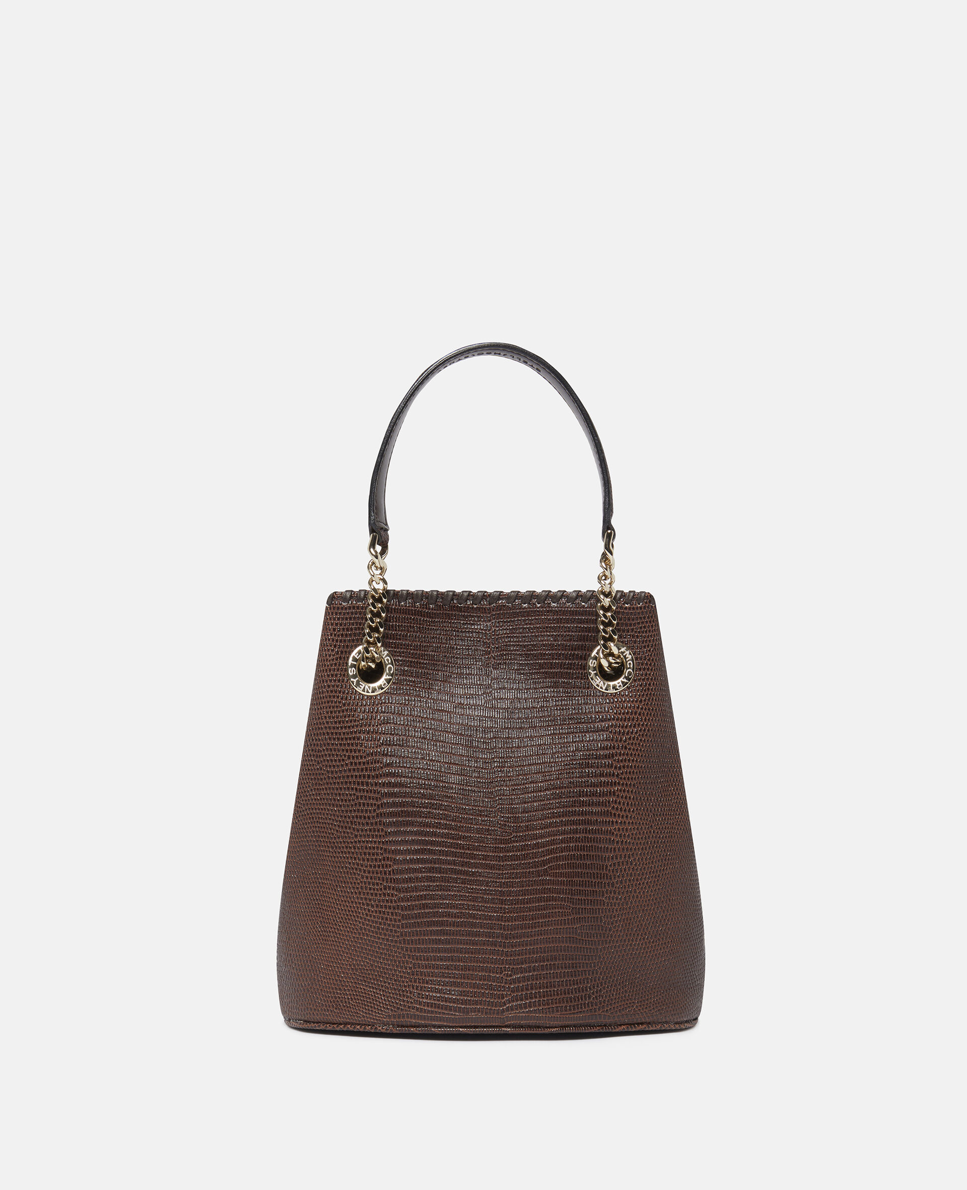 Women Chocolate brown Falabella Scale-Embossed Bucket Bag | Stella 