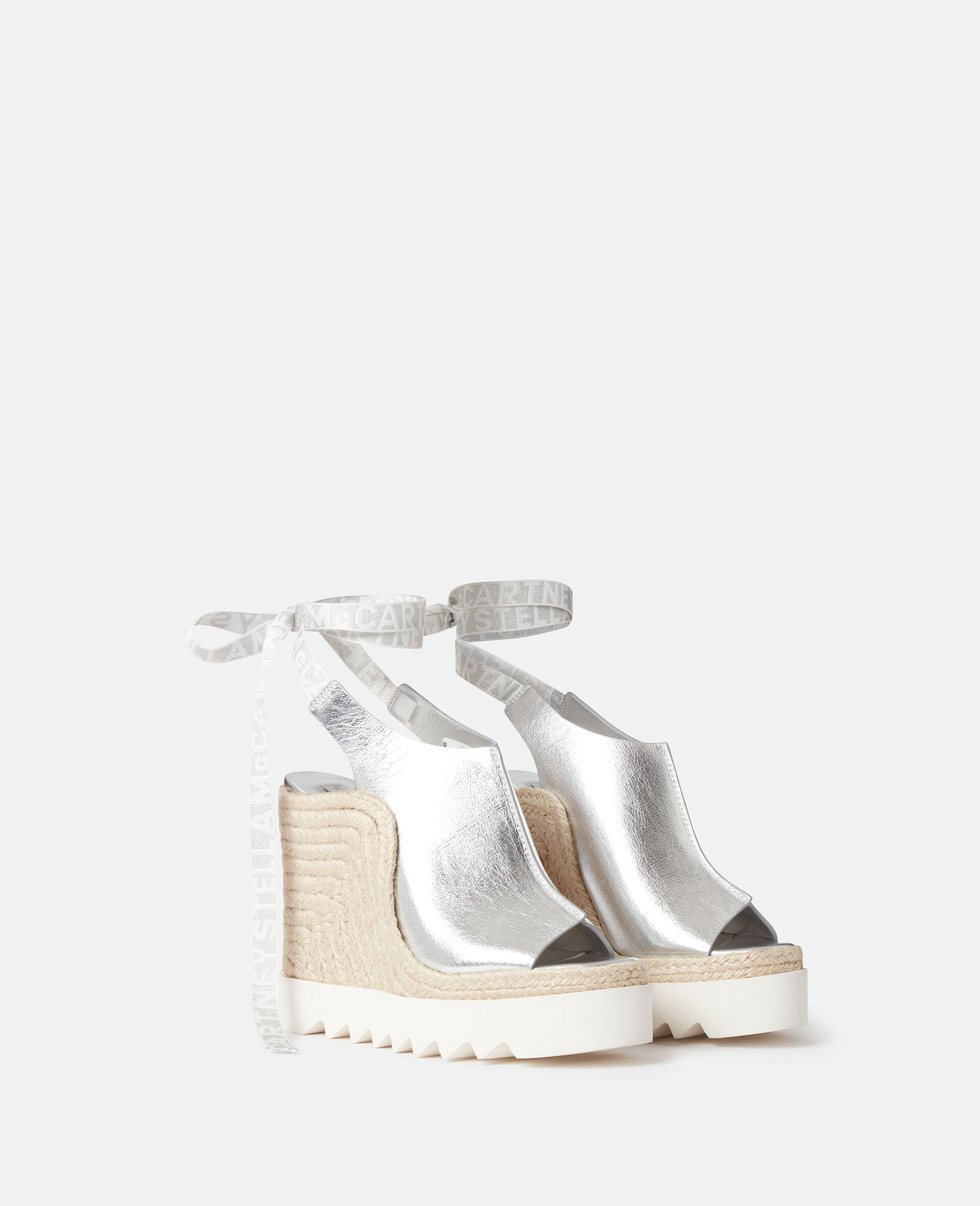 Espadrillas con Tacco Metallizzato Gaia-Silver-large image number 2