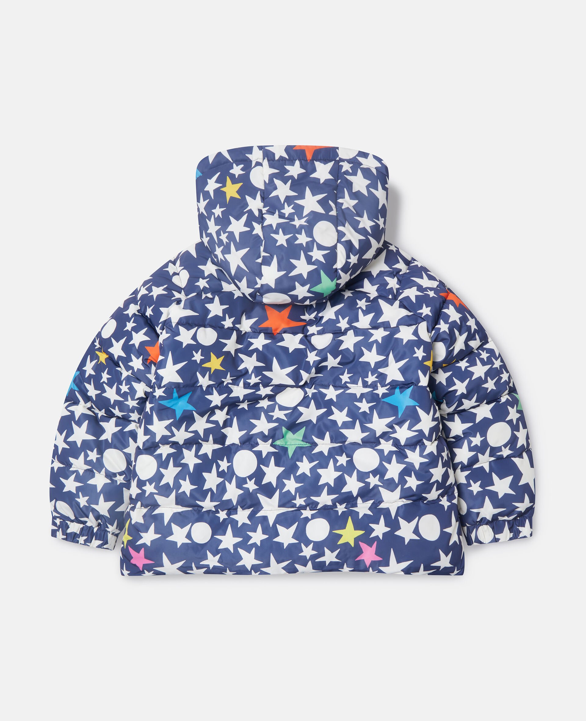 Star Print Hooded Puffer Coat-Blue-large Star Print Hooded Puffer Coat-Blue-large image number 2