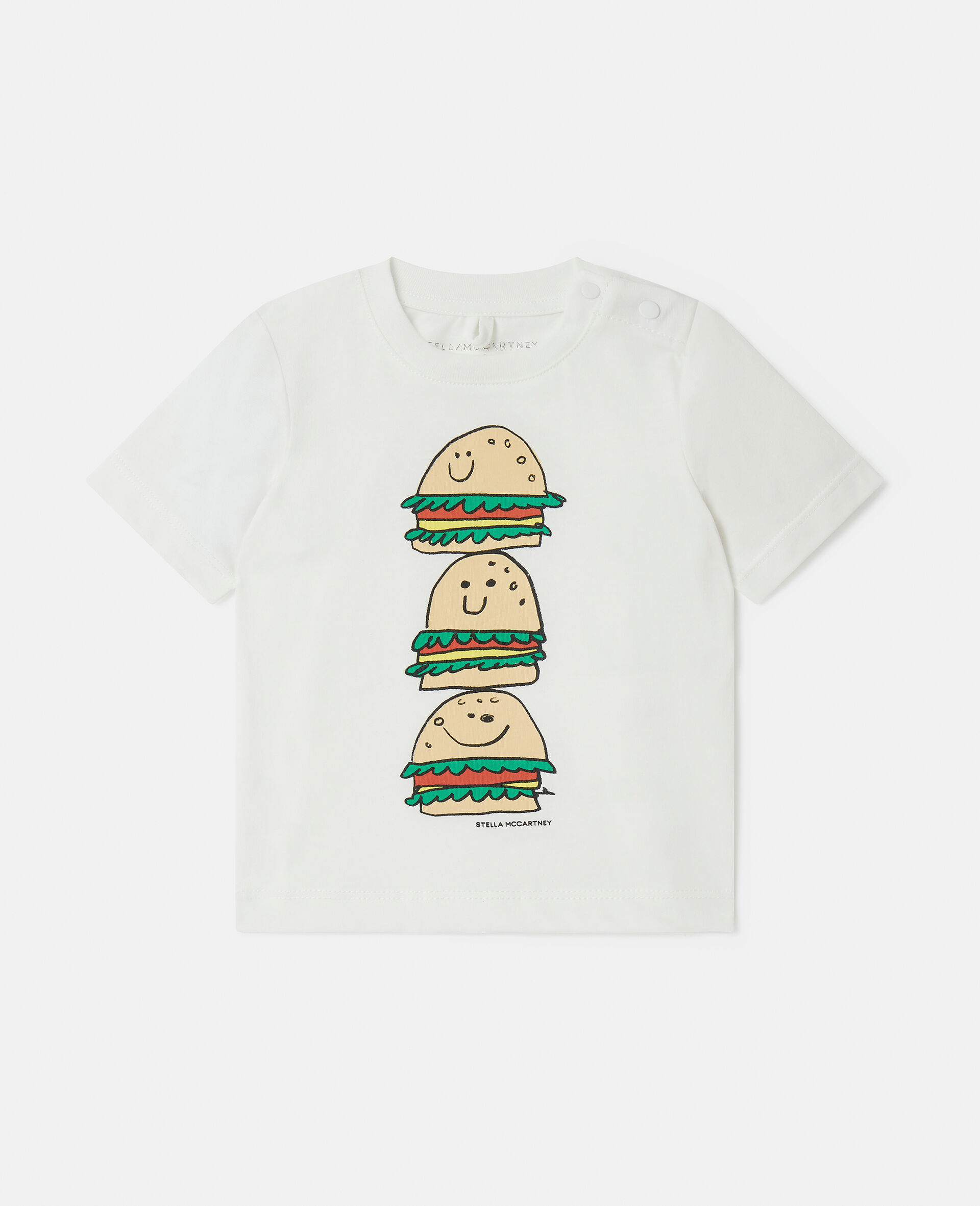 T-shirt con pila di hamburger vegetariani-Cream-medium