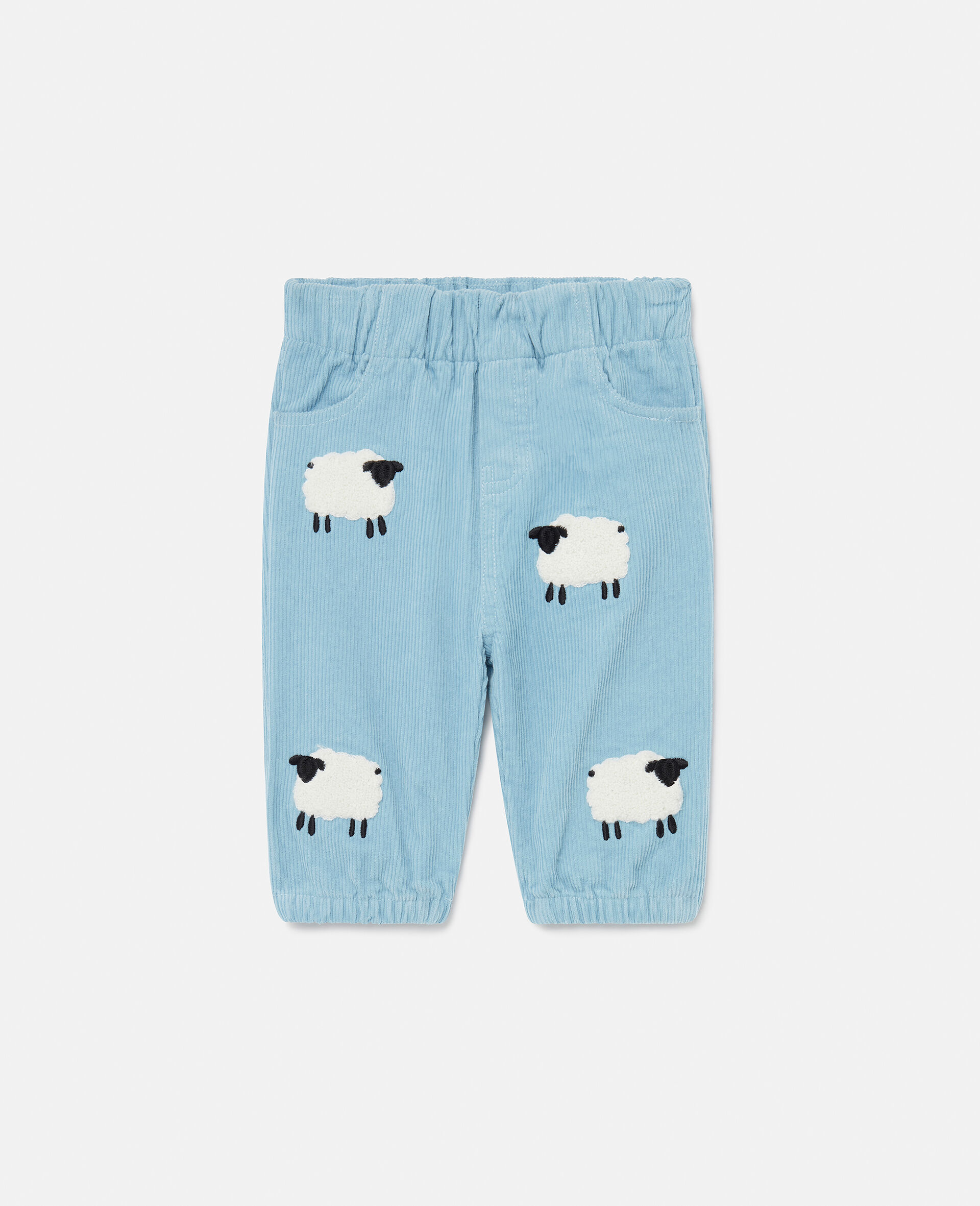 Sheep Pattern Denim Trousers-Blue-large image number 0