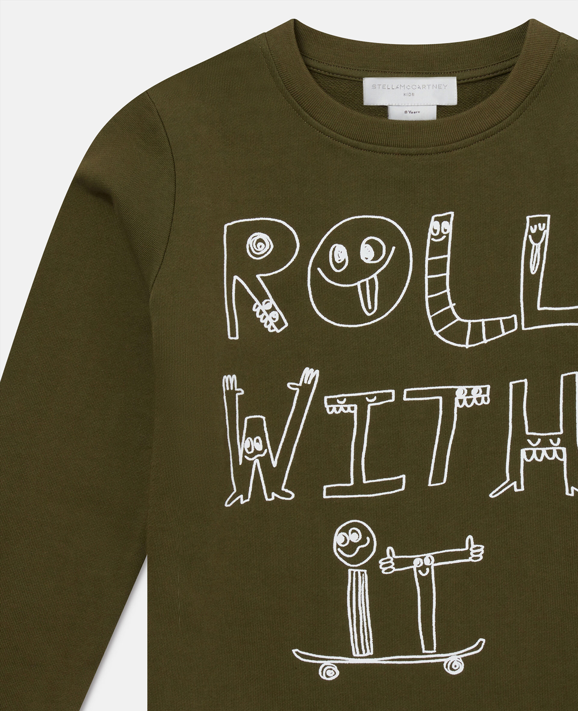 Lettering Graphic Long-Sleeve T-Shirt-Green-large image number 1