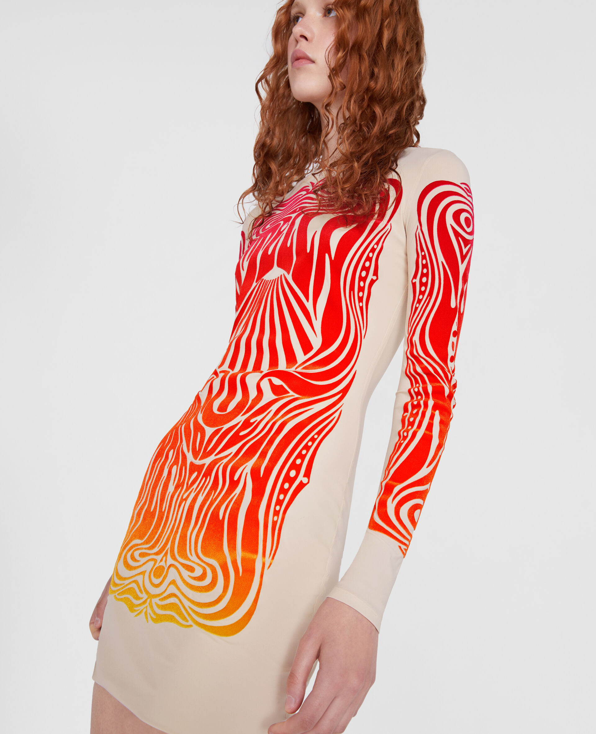 Fluid Velvet Mini Dress-Multicolour-large image number 3