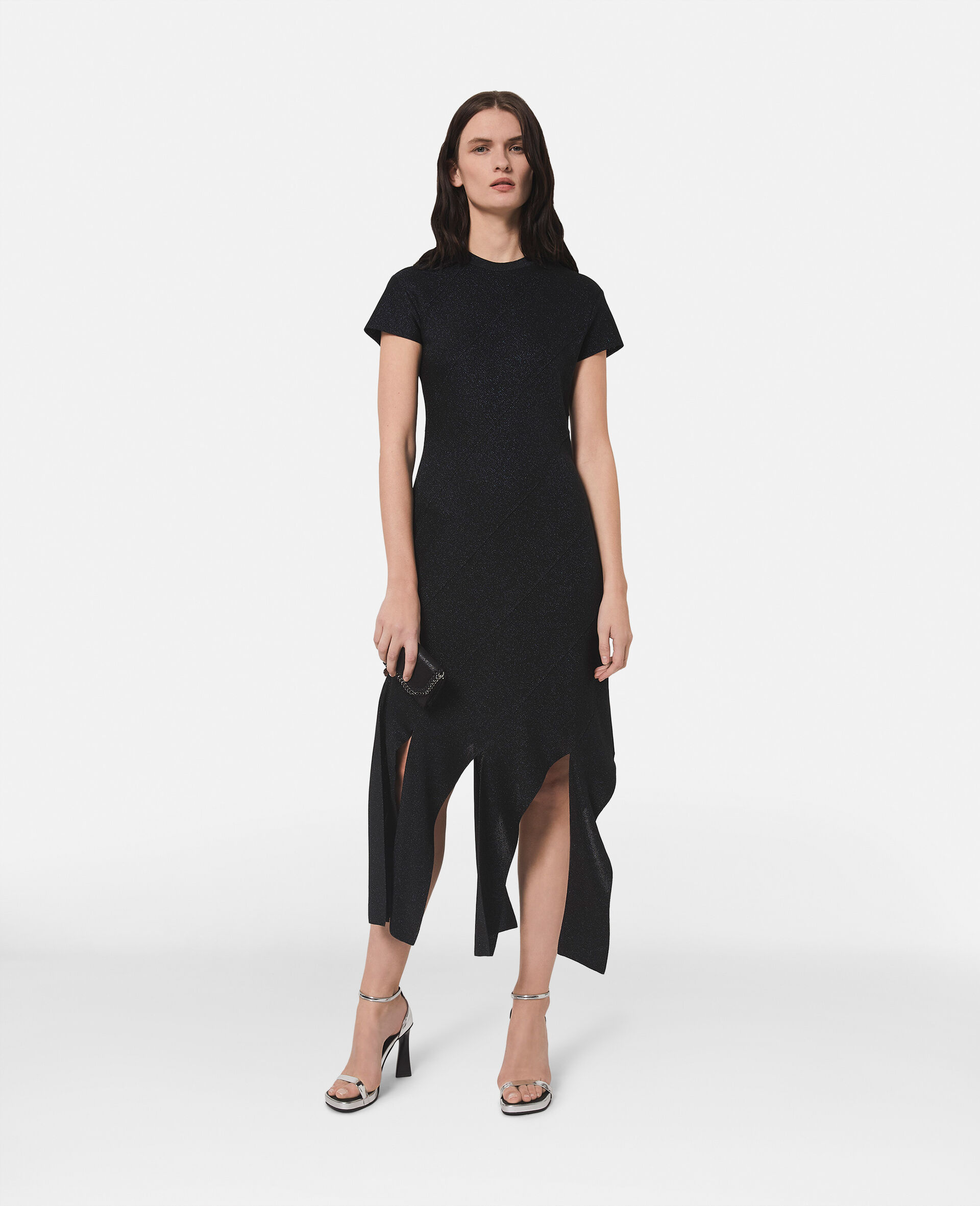 Lurex Rib Knit Midi Dress-Red-large Lurex Rib Knit Midi Dress-Red-large image number 0