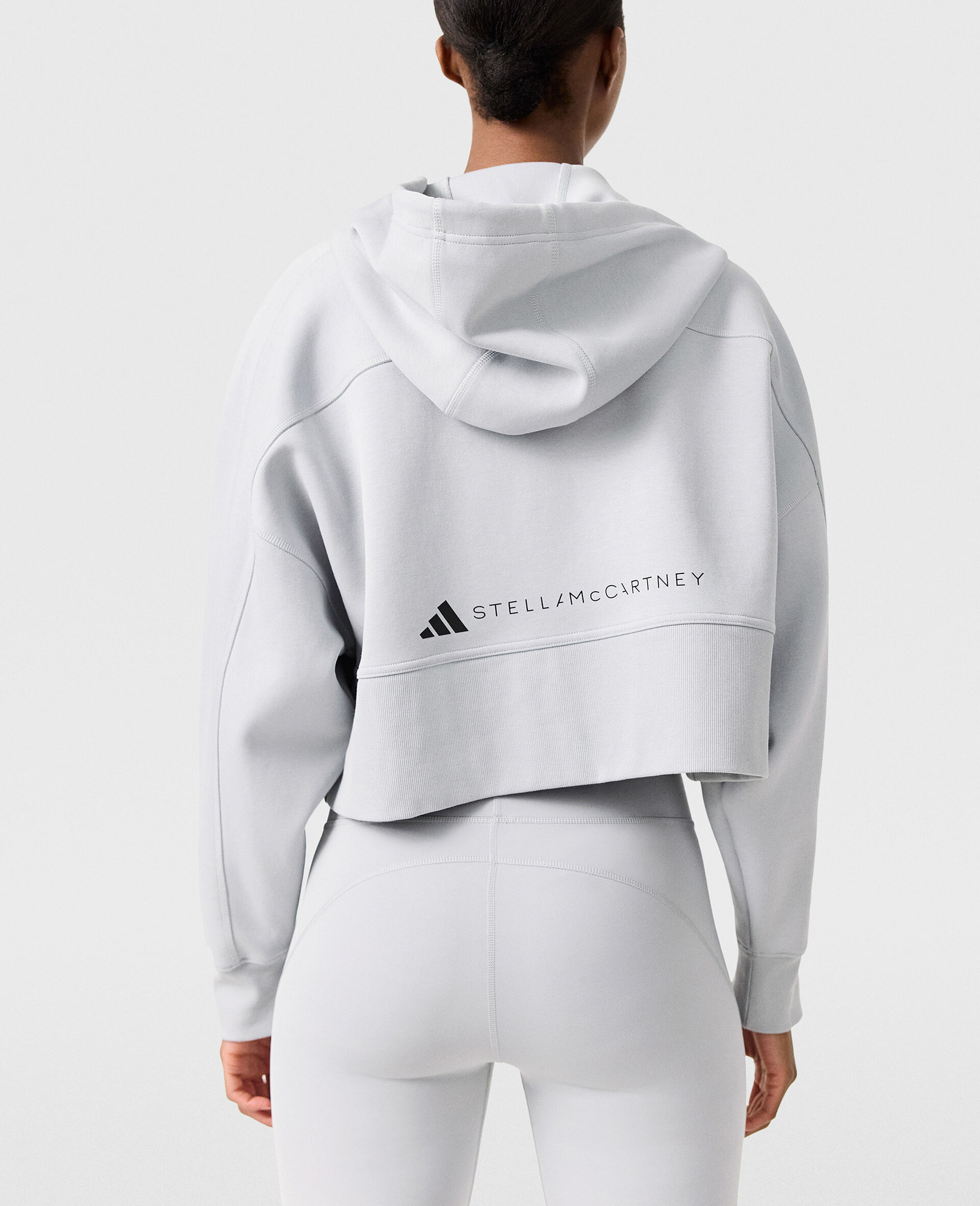 Logo Cropped Hoodie-Grey-large image number 3