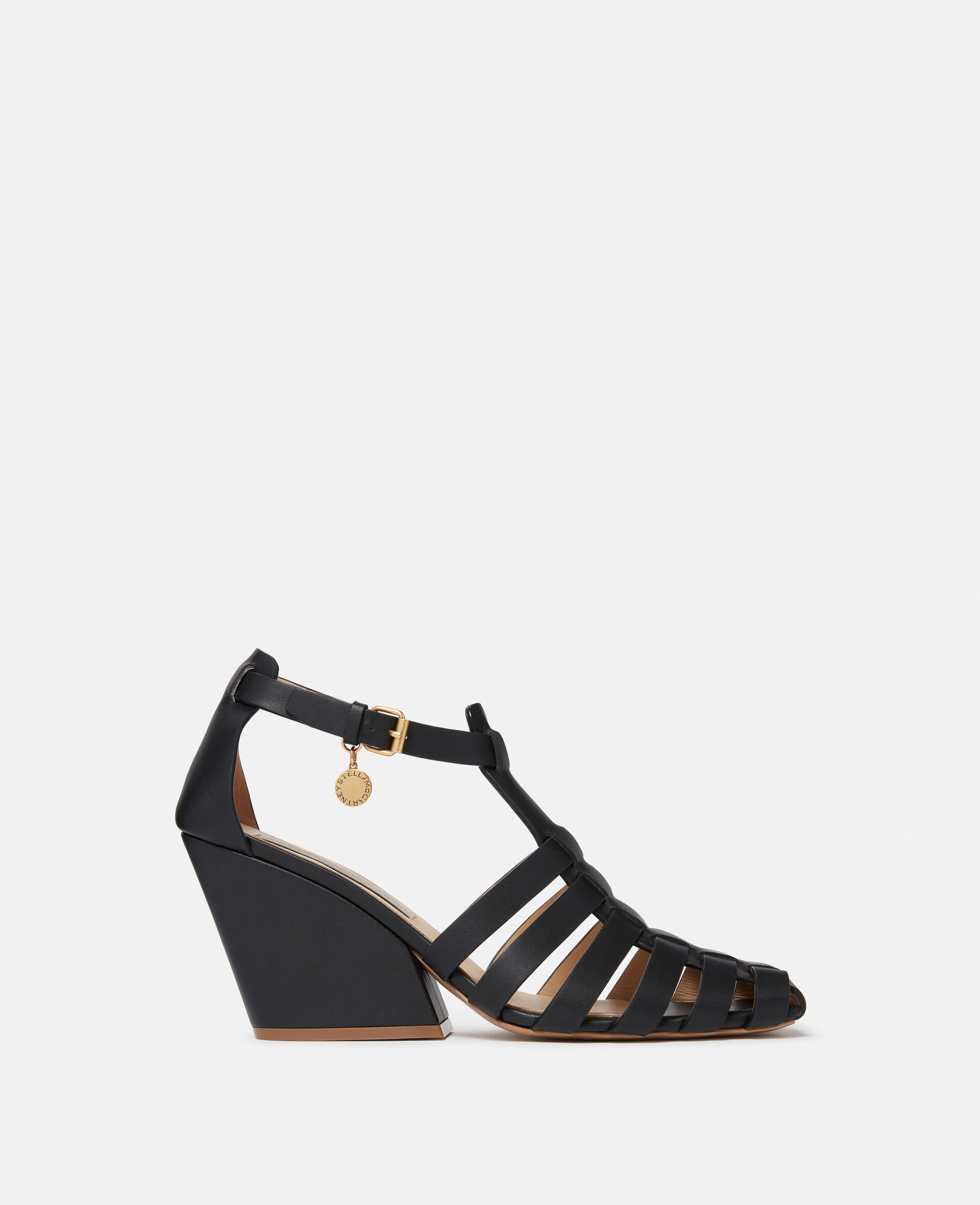 Cowboy T-Bar Heeled Sandals-Black-large image number 0