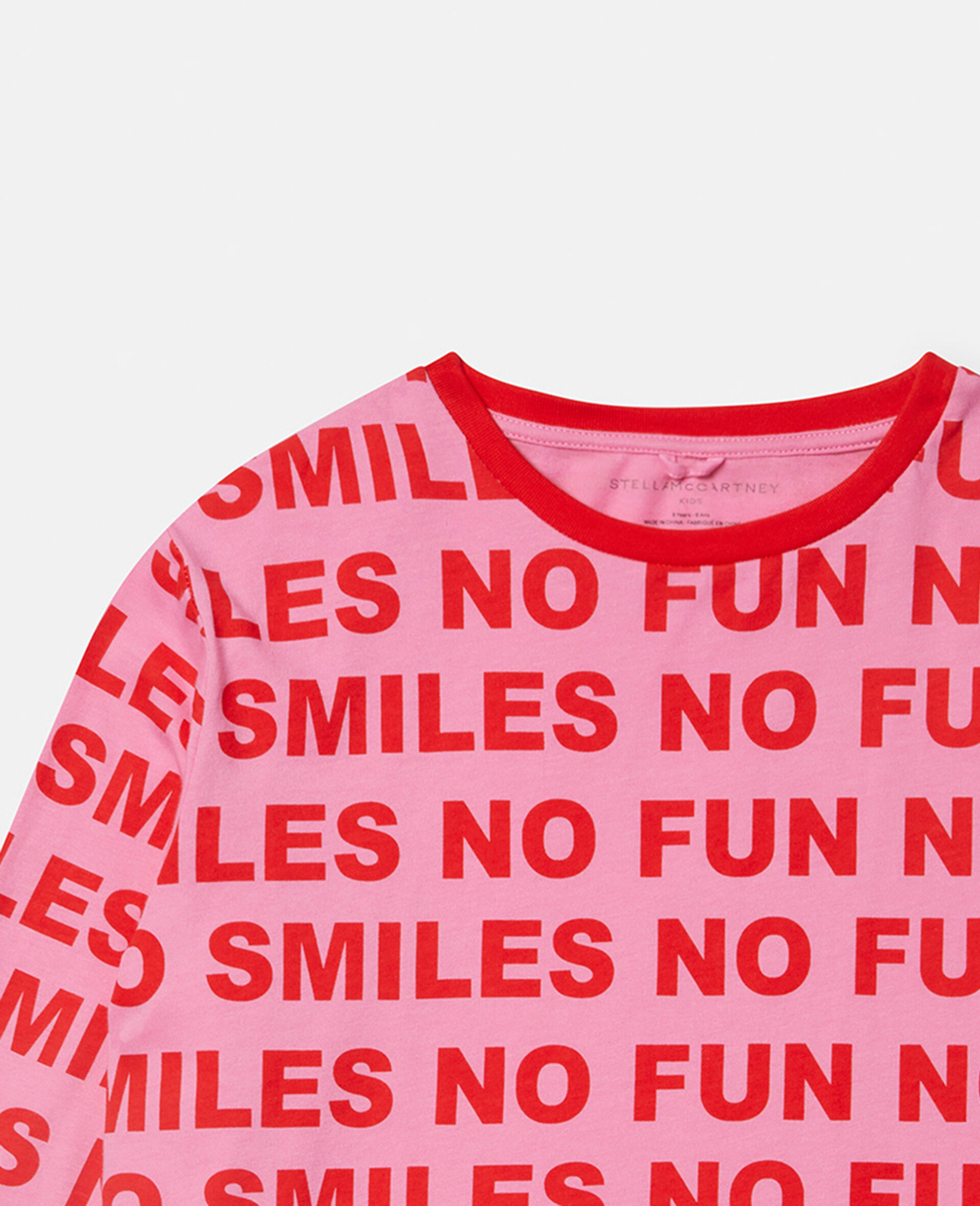 No Smiles No Fun Print Cotton T‐Shirt-Pink-large image number 1