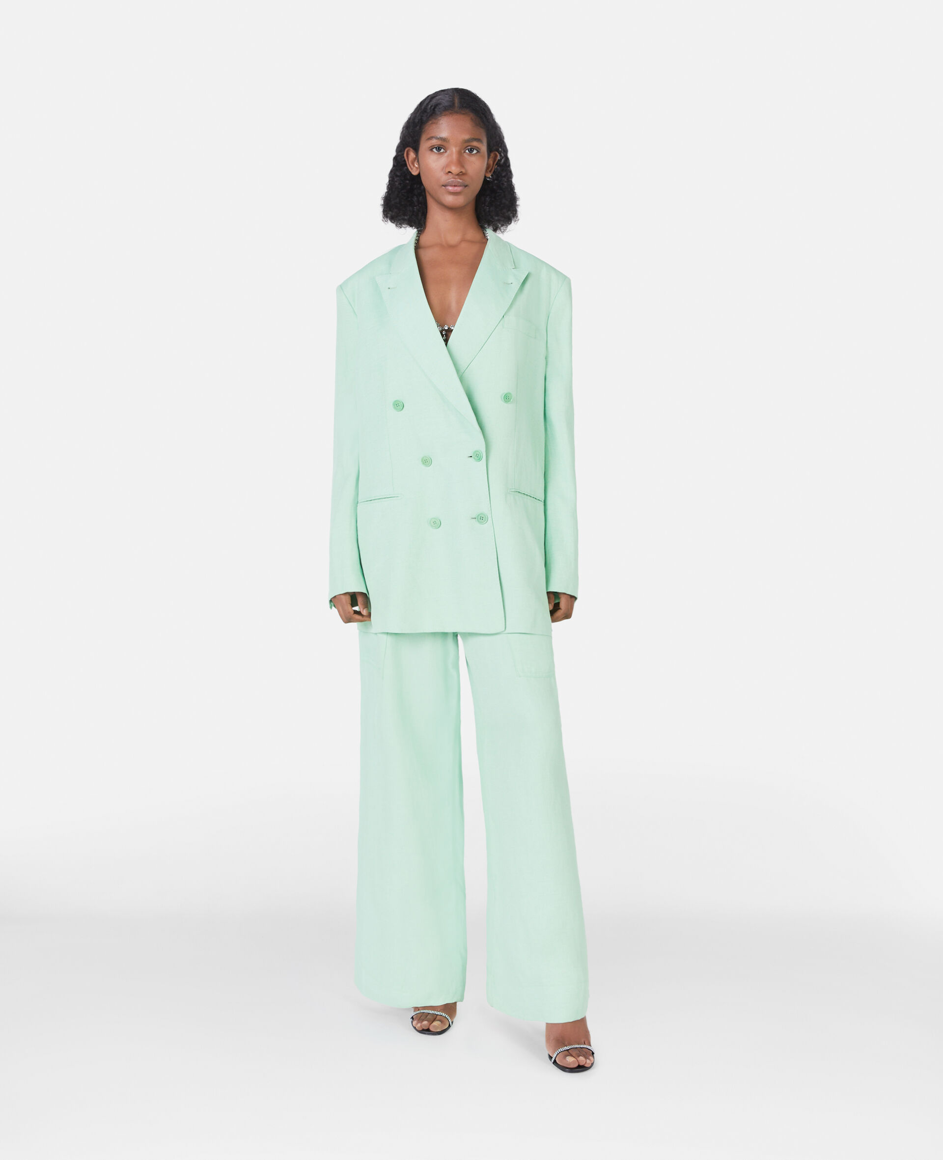 Oversized Double-Breasted Blazer-Green-large image number 1