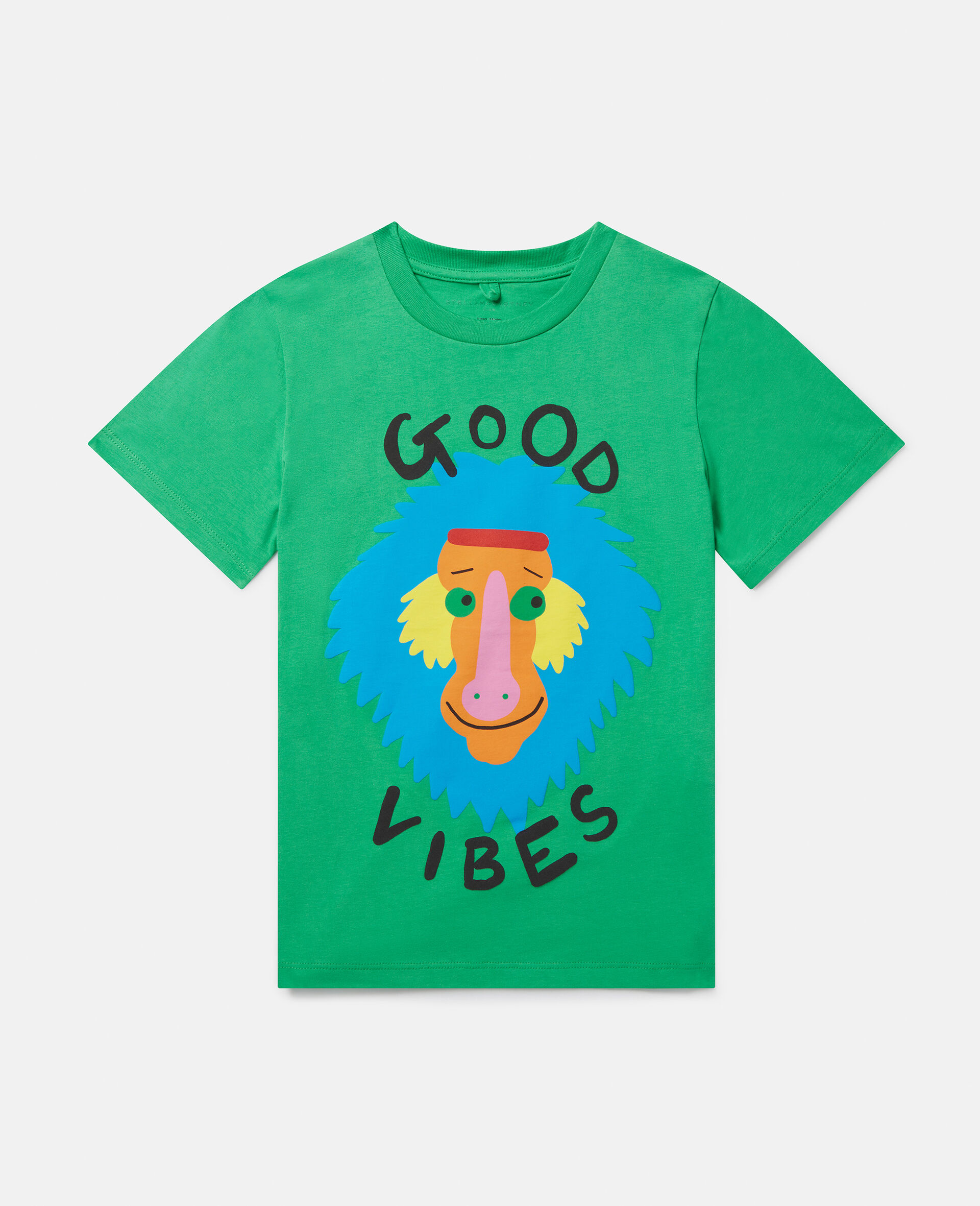 Good Vibes Monkey Print T-Shirt-Green-large image number 0