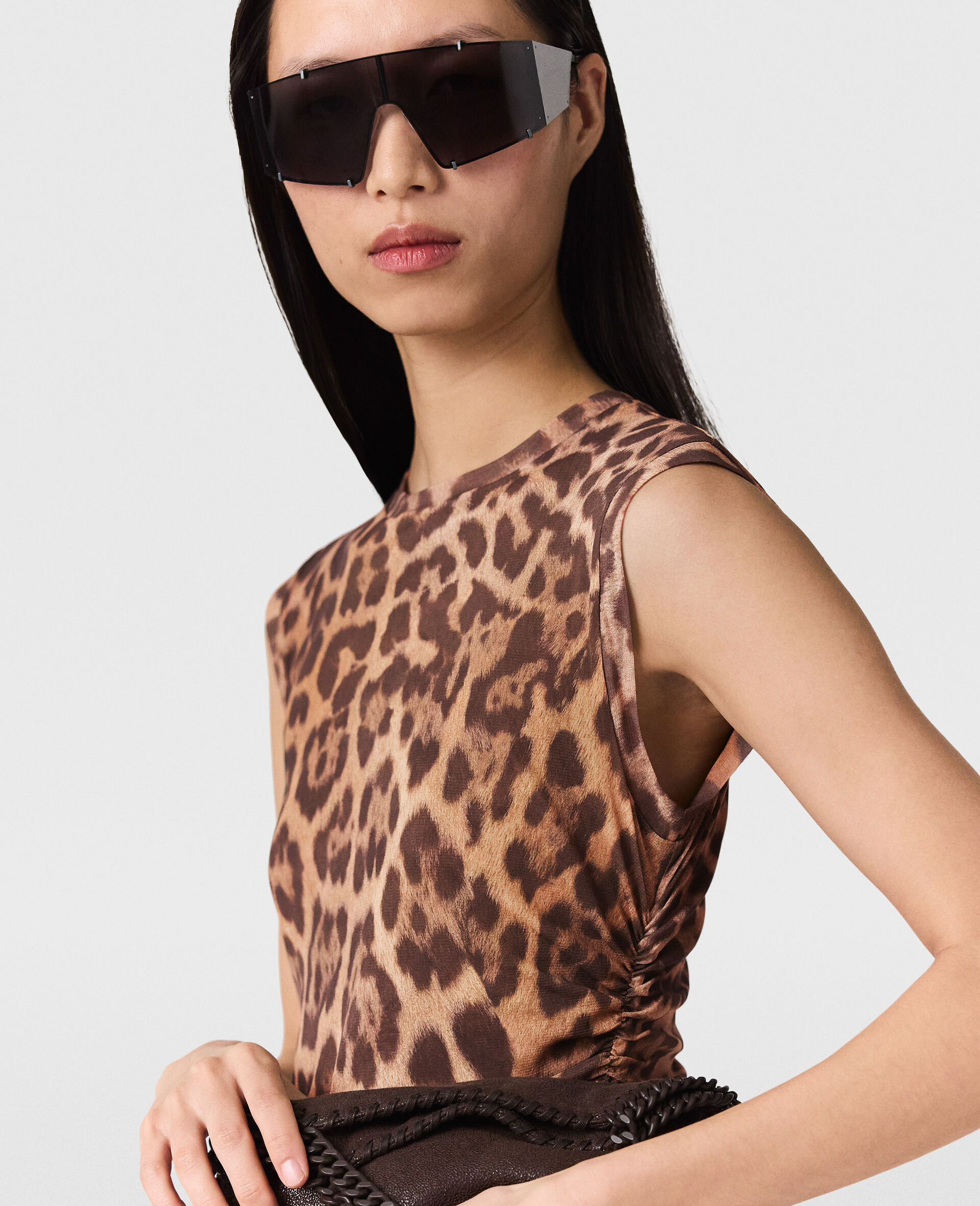 Leopard Sleeveless Maxi Dress-Brown-large image number 2