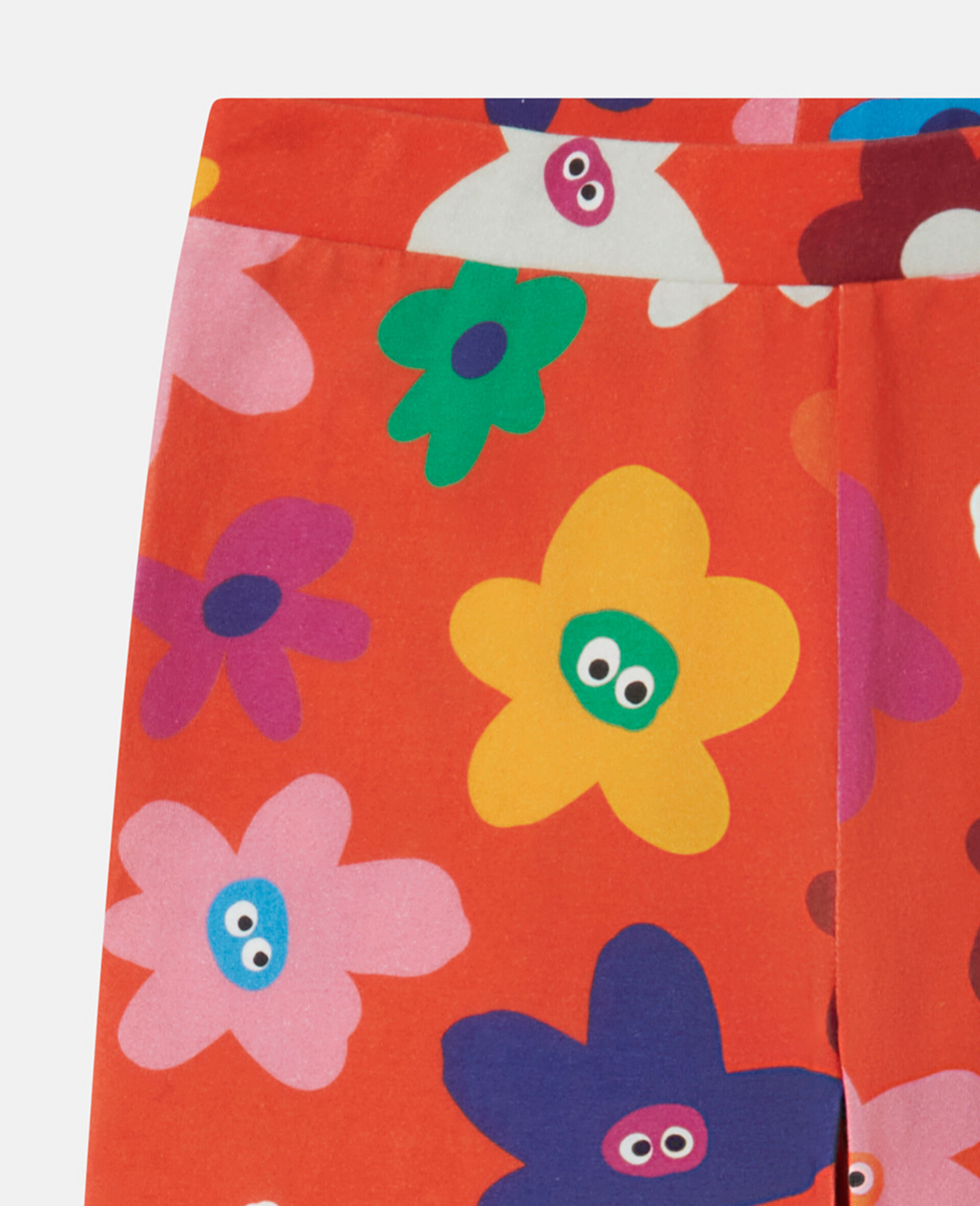Smiling Flower Print Leggings-Red-large image number 1