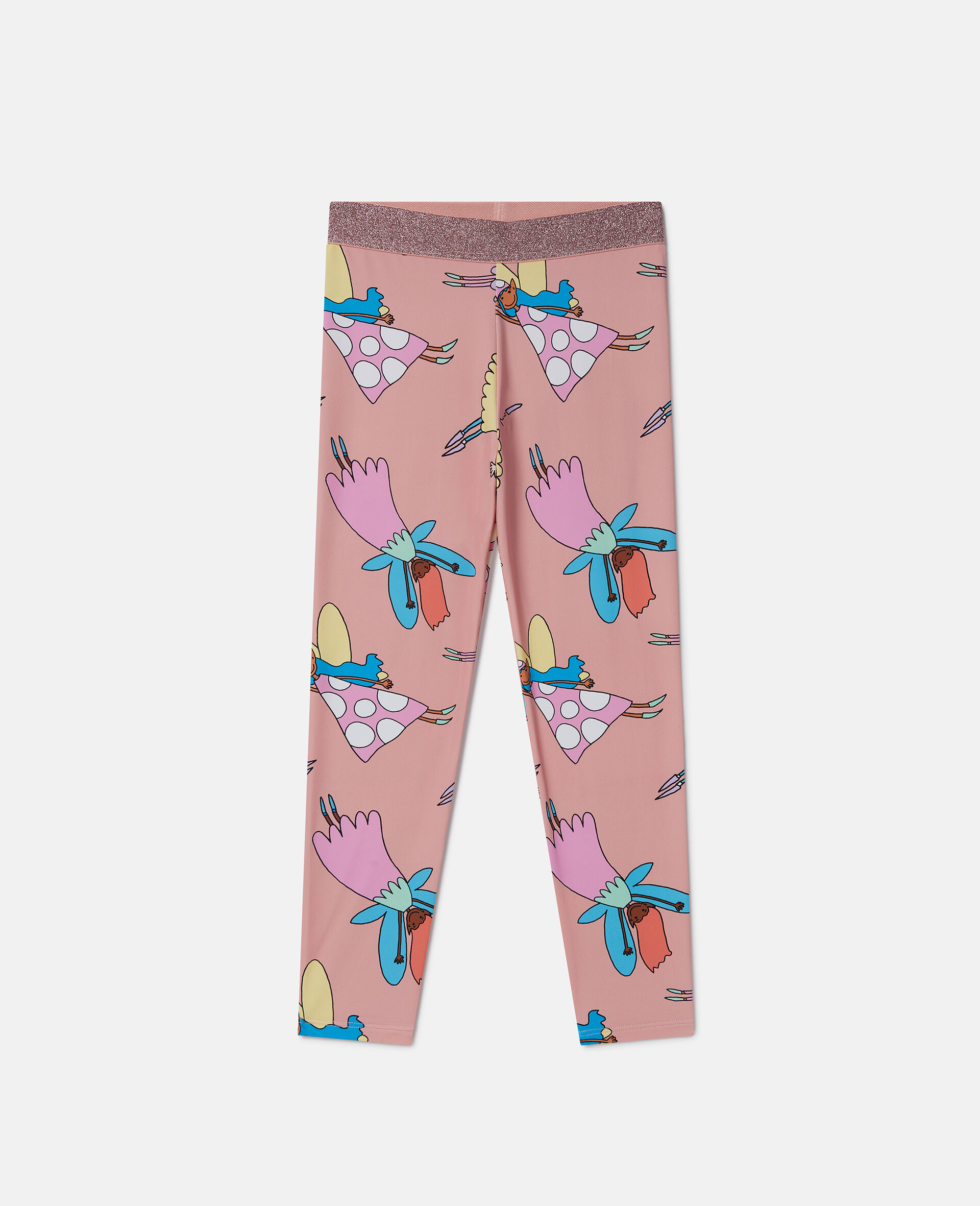 Fairies Print Elasticated Leggings-Pink-large Fairies Print Elasticated Leggings-Pink-large image number 0