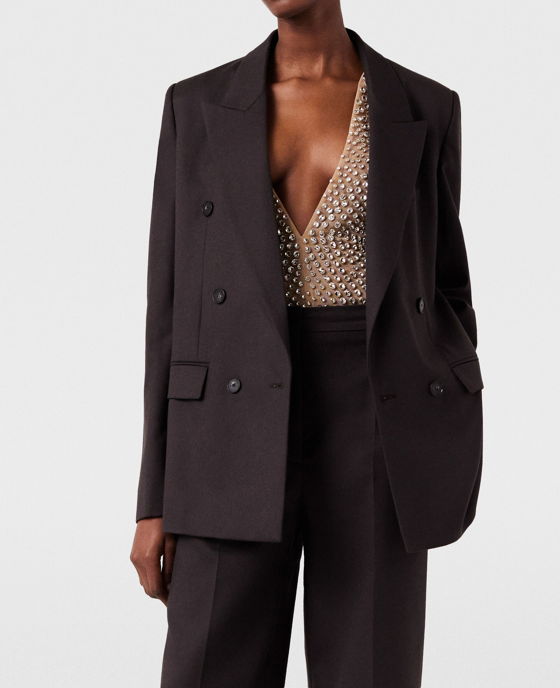 Blazer croise en laine-Marron-model