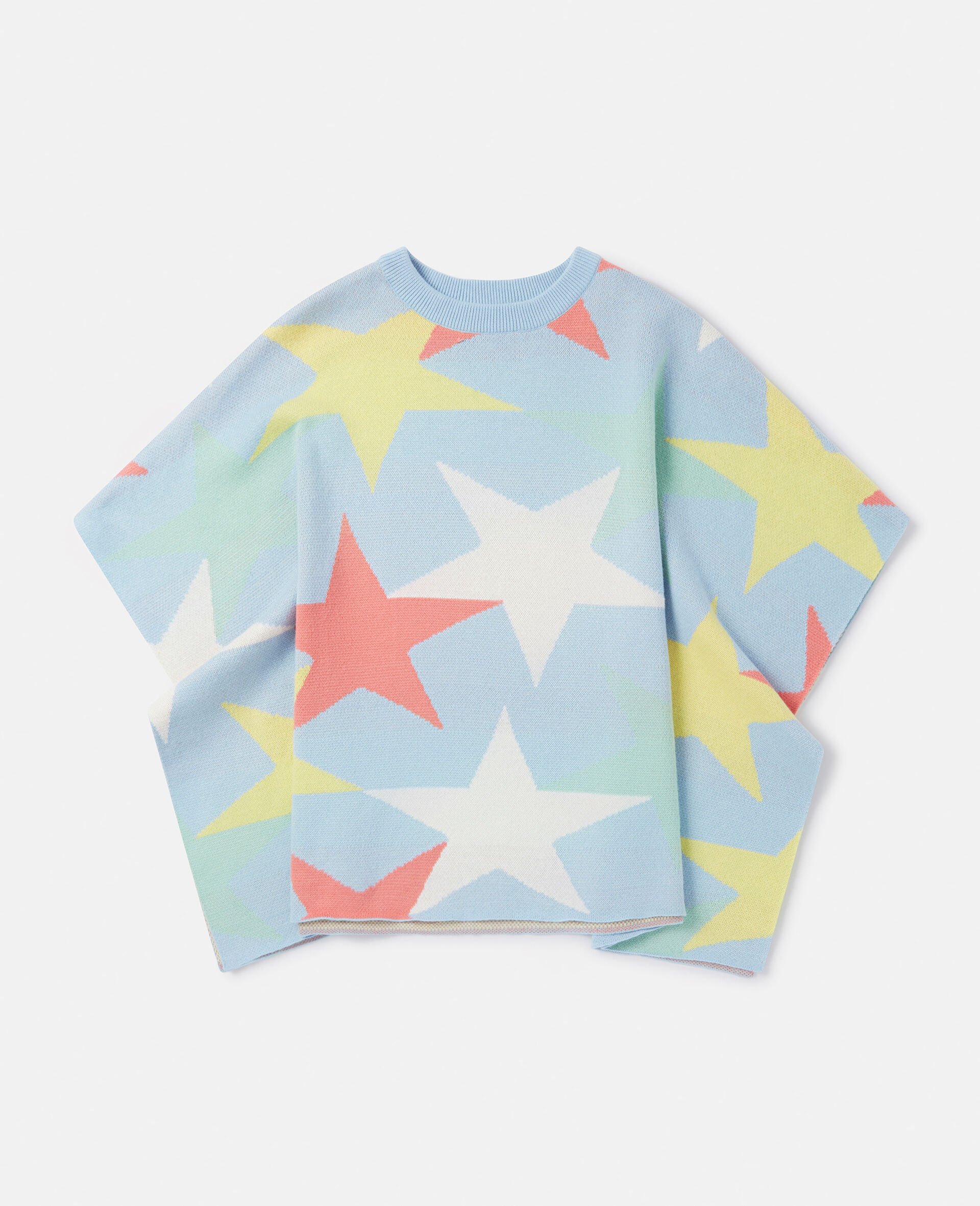 Star Print Poncho-Purple-model Star Print Poncho-Purple-model