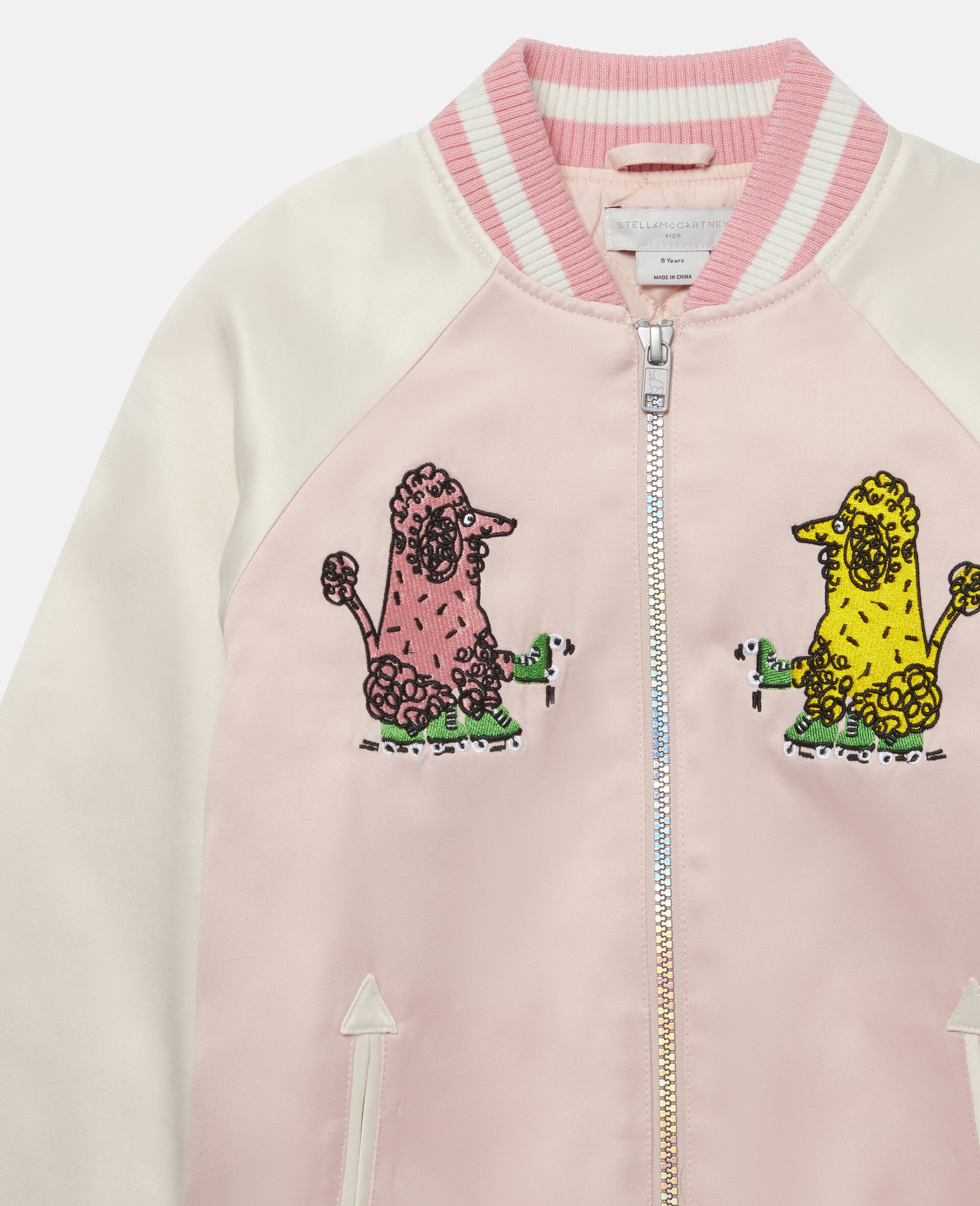 Kids Pale Pink Embroidered Poodles Satin Jacket Stella McCartney US