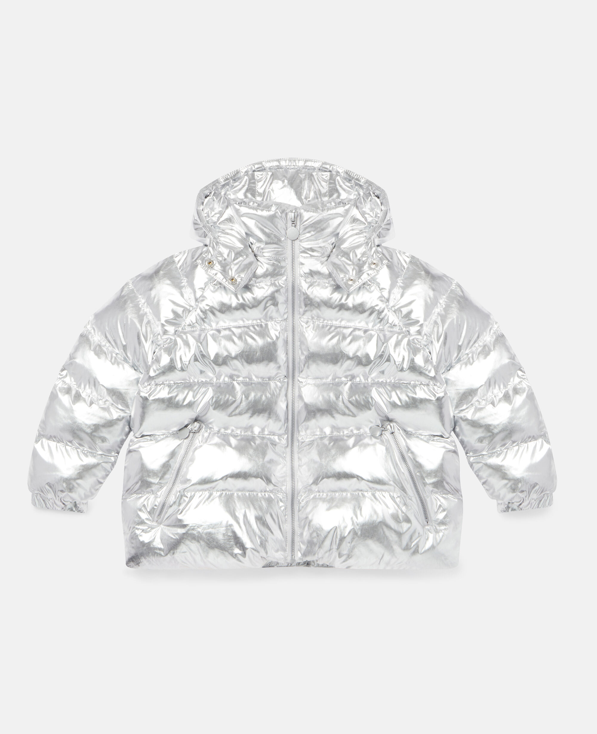 Metallic silver clearance bubble coat