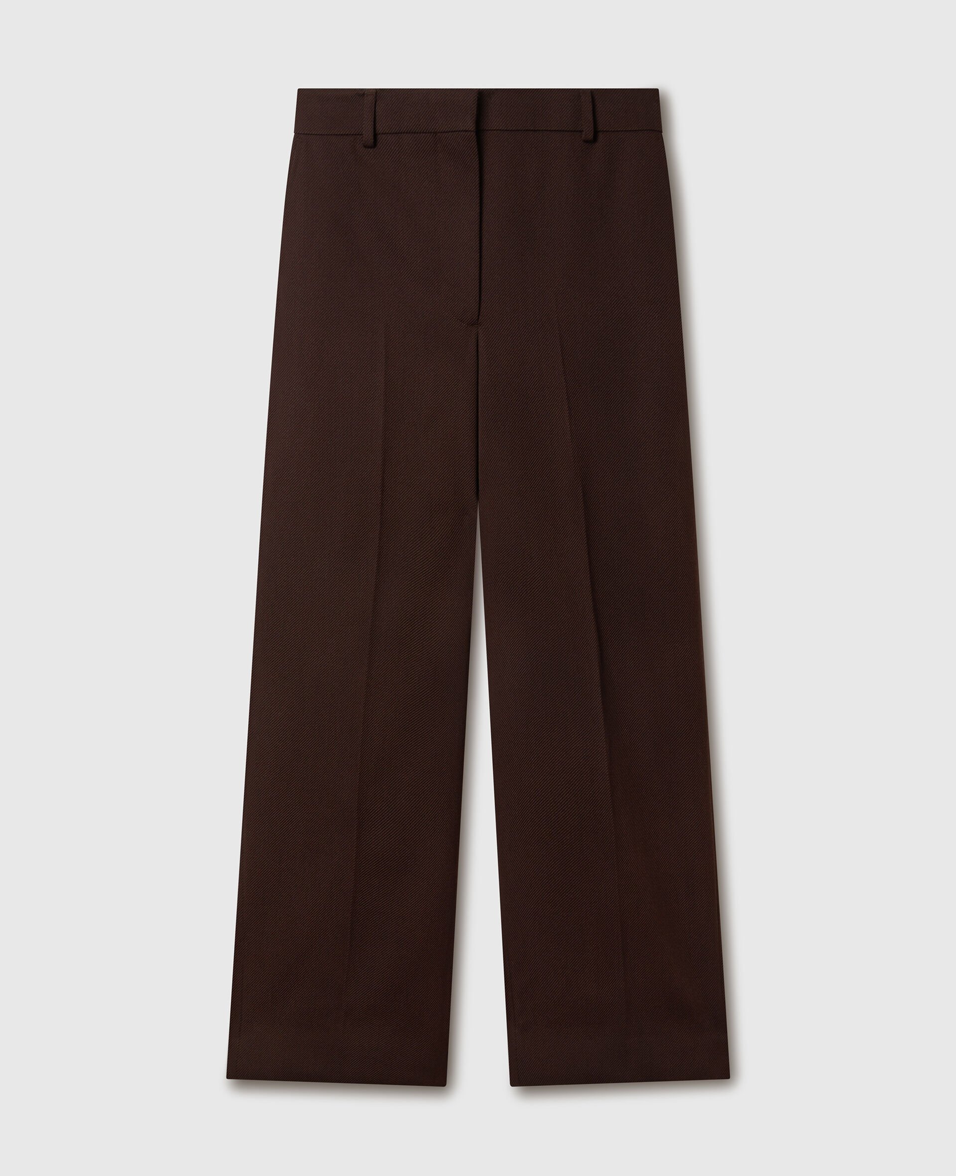 Pleated Straight-Leg Trousers-Brown-medium