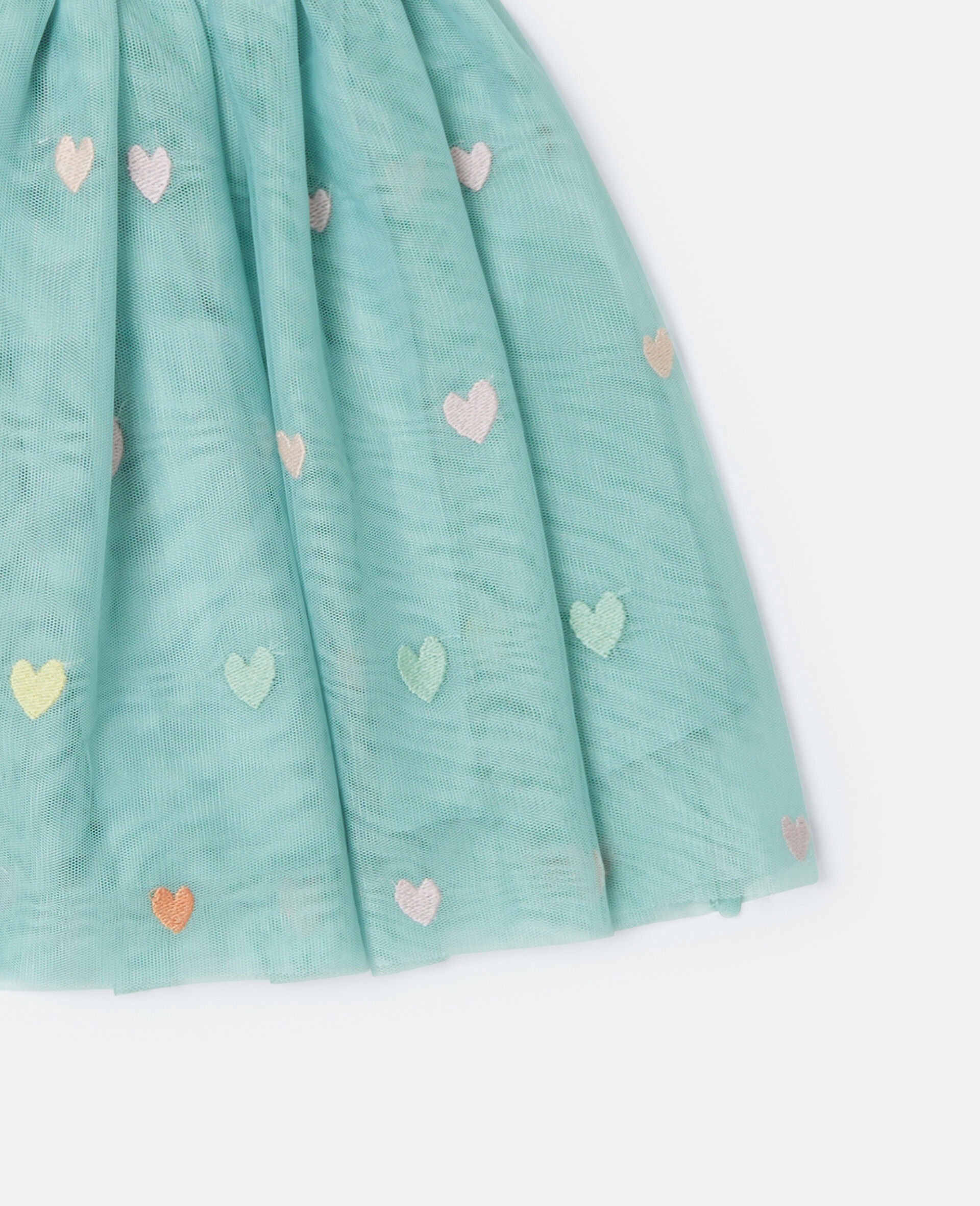 Heart Embroidered Tulle Layered Skirt-Grey-large image number 3