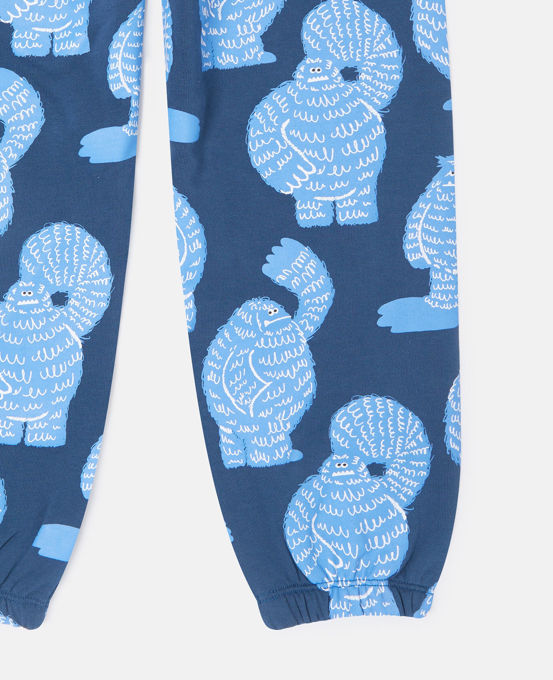 Monster Print Drawstring Joggers-Blue-large image number 3