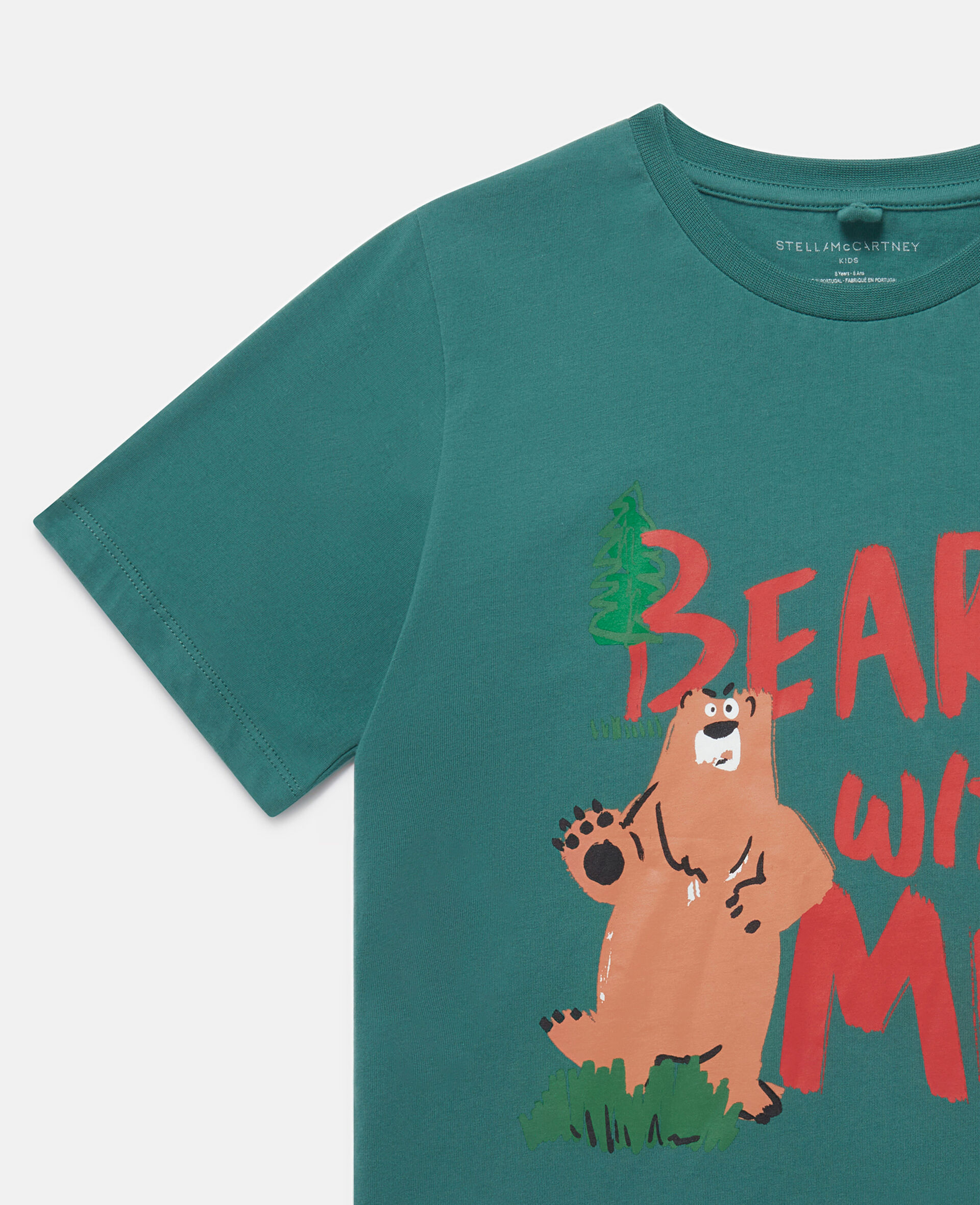 'Bear With Me' Motif T-Shirt-Green-large image number 1