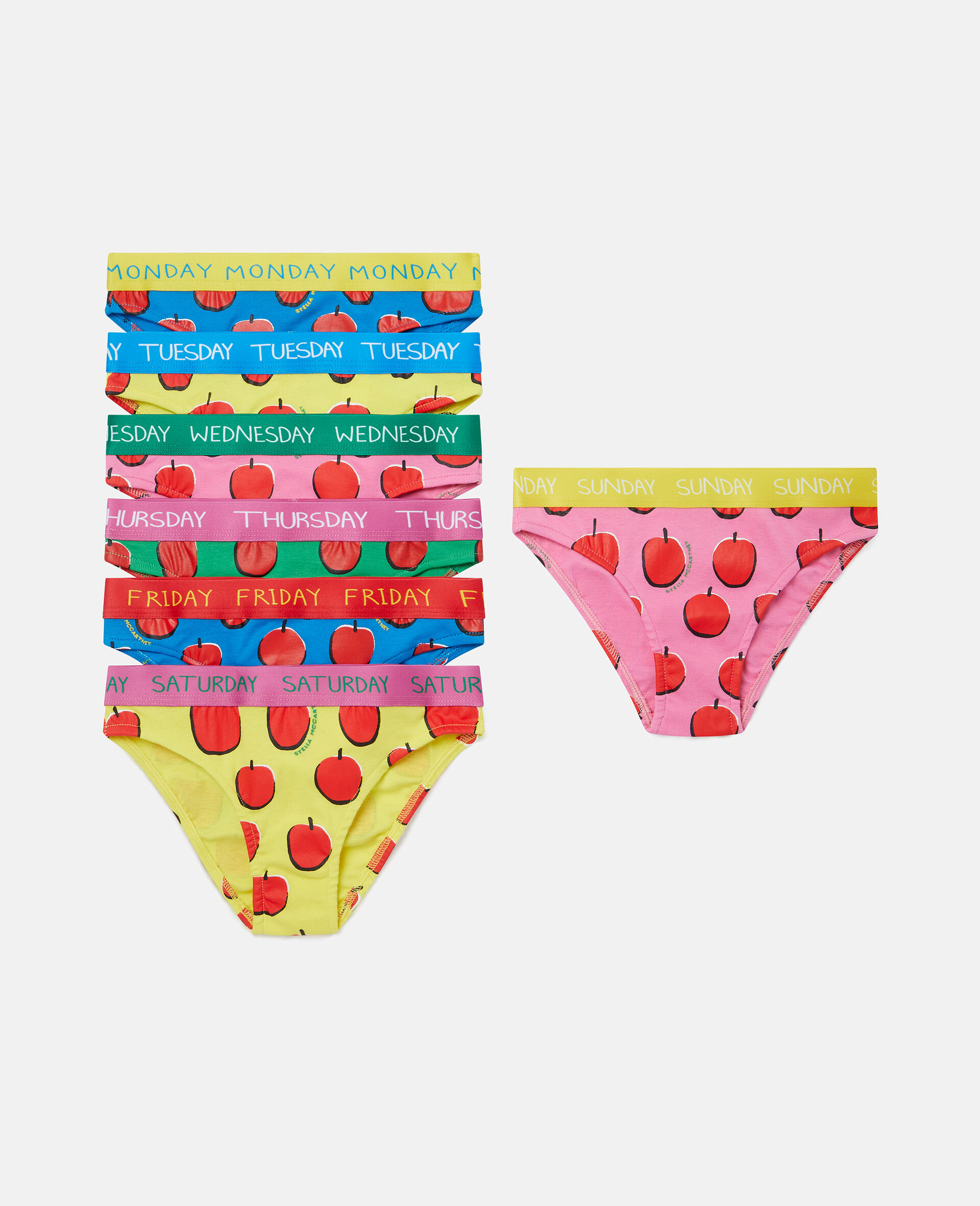 Apple Print Ribbed Cotton Brief Set-Multicolour-large image number 0